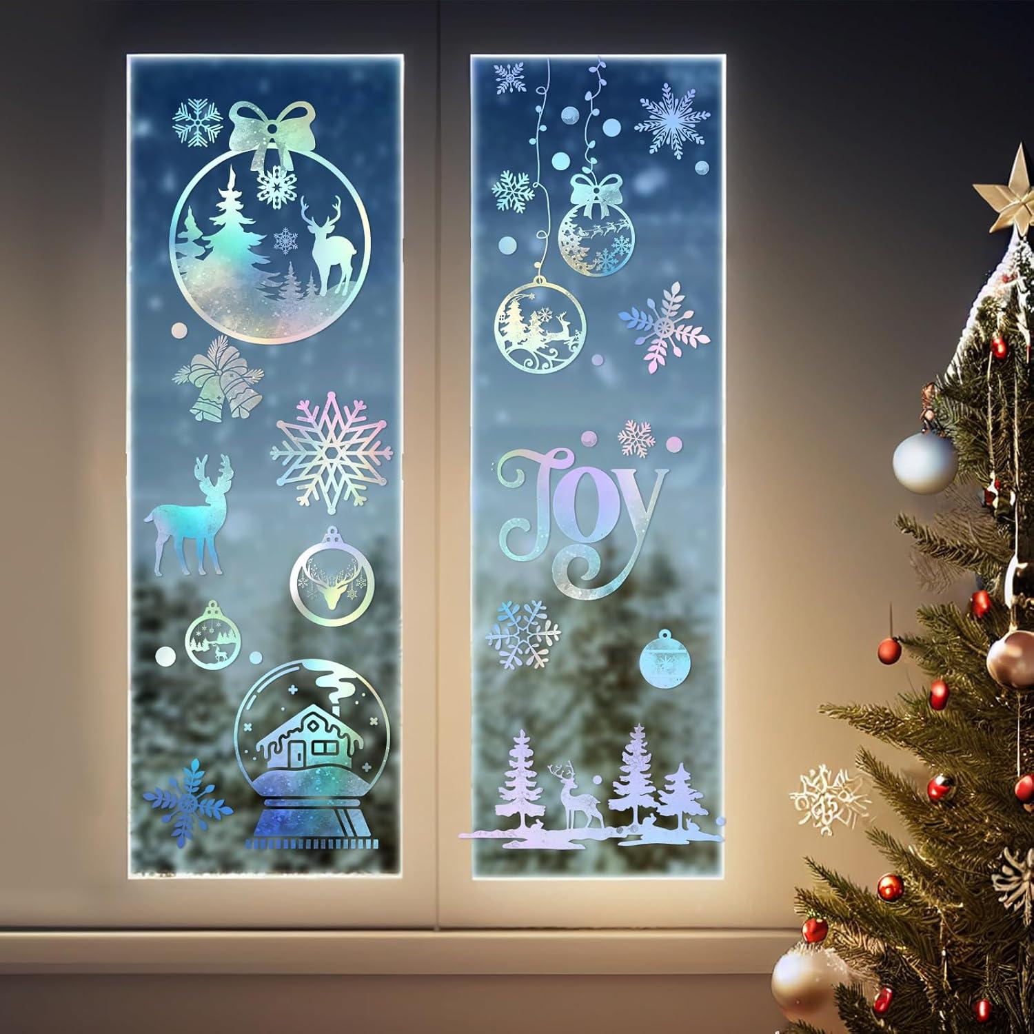 9 Hojas Calcomanías Copos de Nieve Cinrobiye 30.5x20.3cm