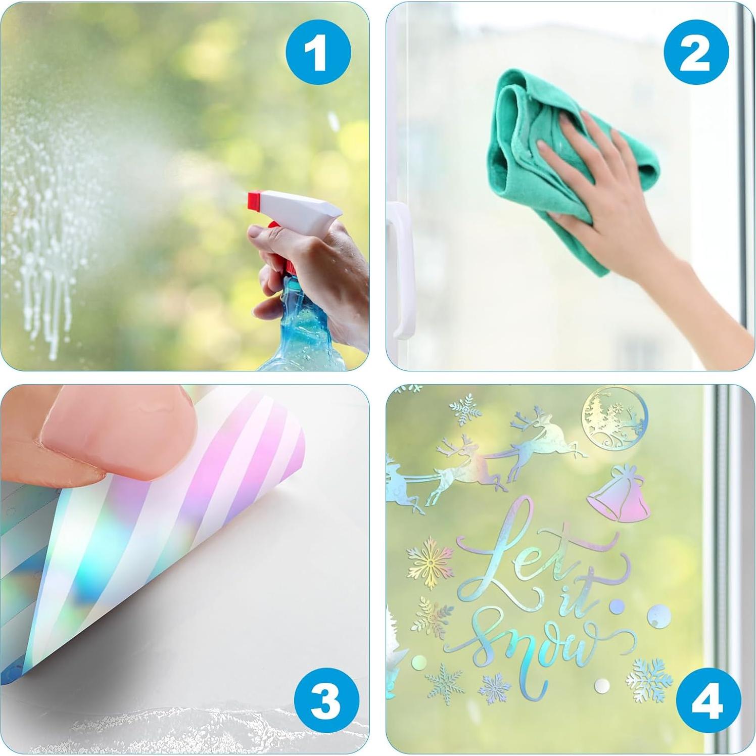 9 Hojas Calcomanías Copos de Nieve Cinrobiye 30.5x20.3cm