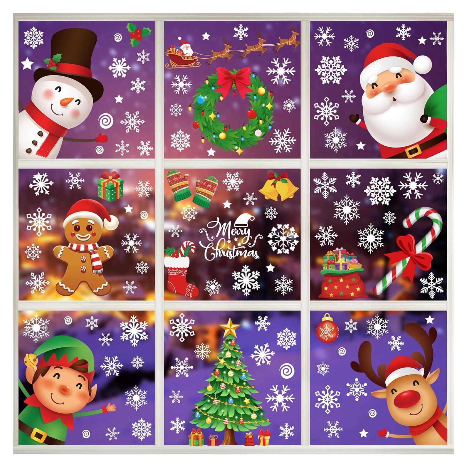 144 Adhesivos de Ventana de Navidad Traplace - Copos y Personajes