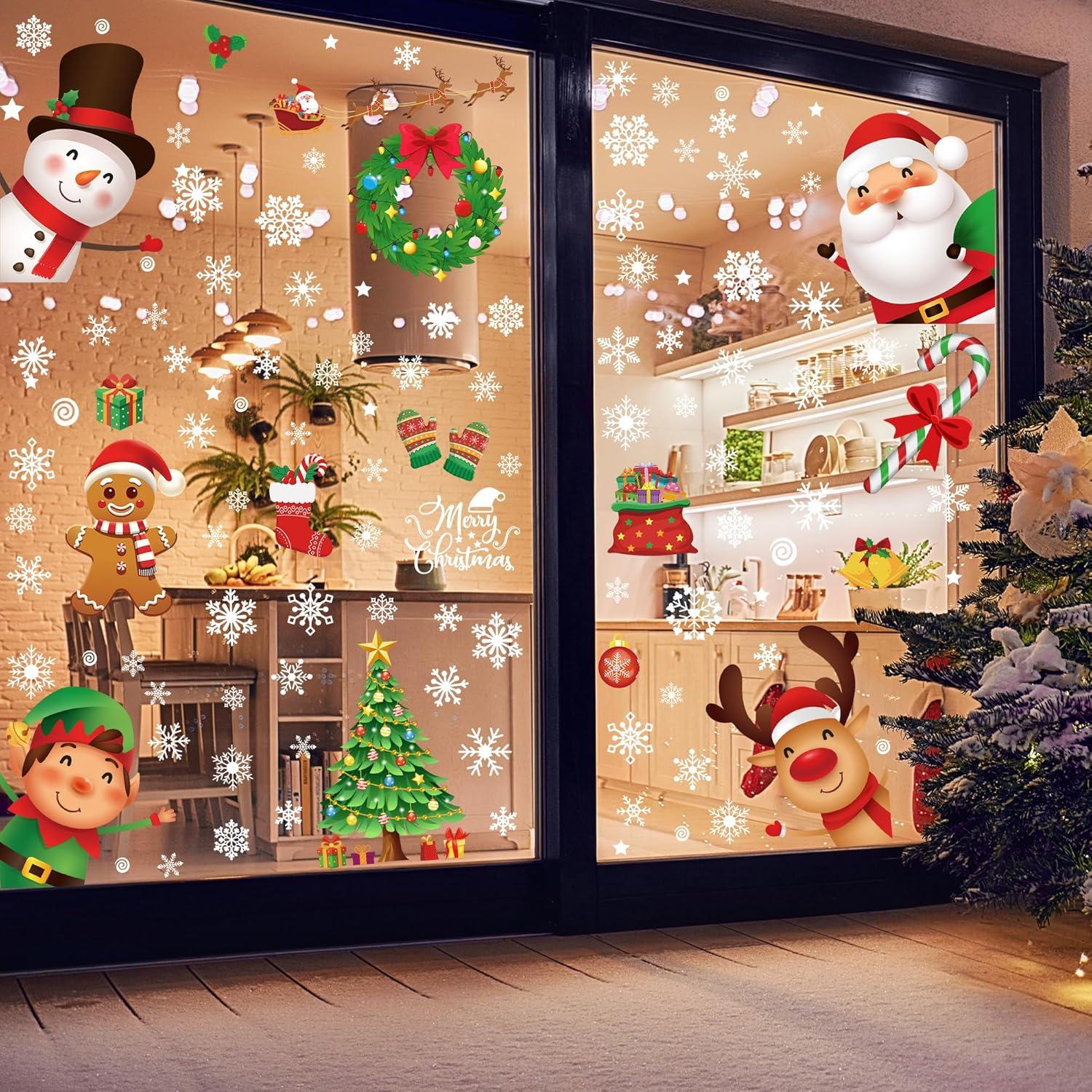 144 Adhesivos de Ventana de Navidad Traplace - Copos y Personajes