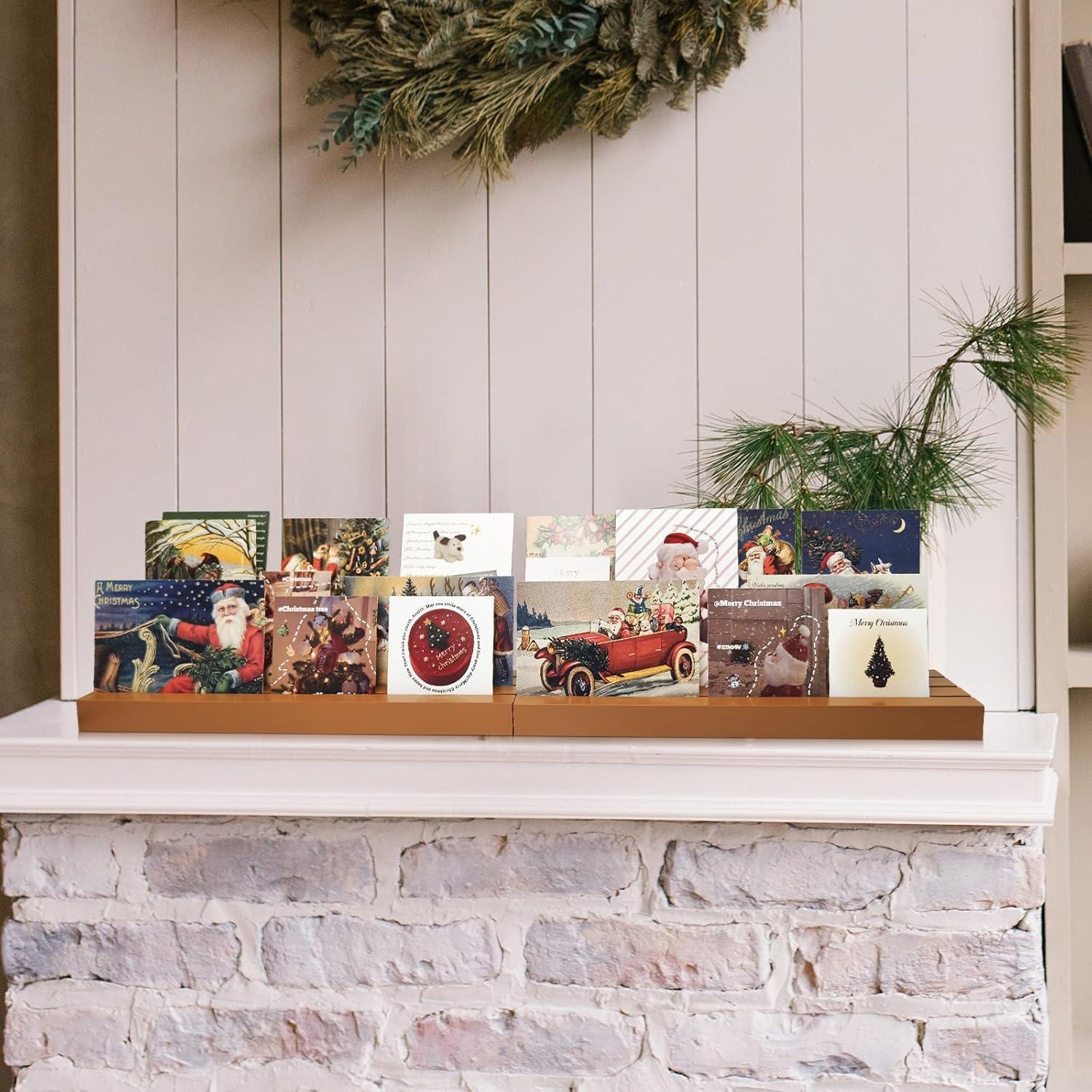 Soporte para Tarjetas de Navidad mzfoo 2 Pcs 35.56 cm Madera