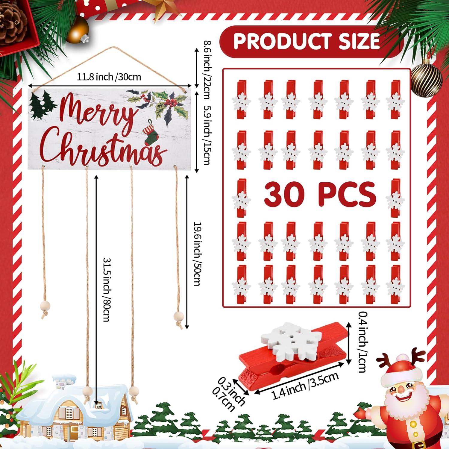 Soporte de Tarjetas de Navidad Ychelhr Blanco con 30 Clips