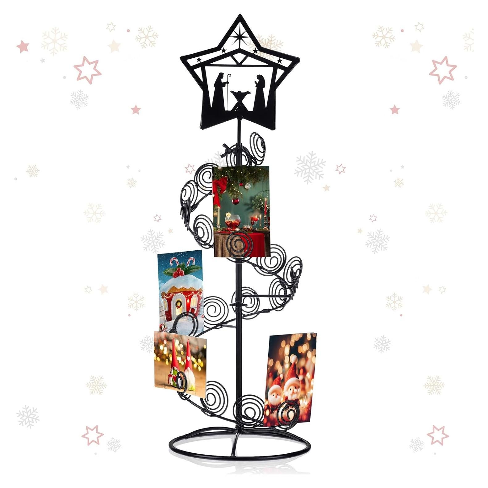Soporte de Tarjetas de Navidad Metal Cinnvoice 50x30cm Negro