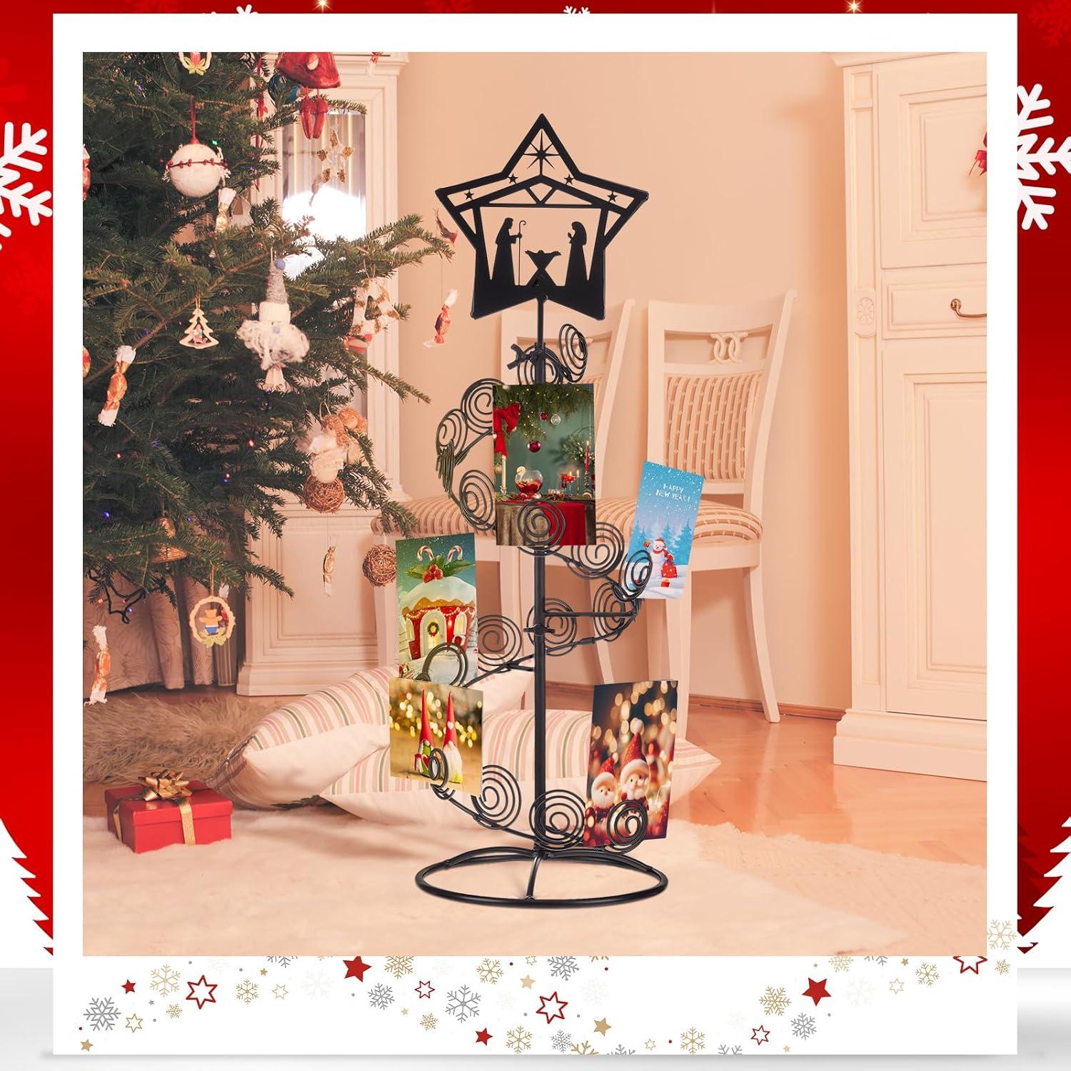 Soporte de Tarjetas de Navidad Metal Cinnvoice 50x30cm Negro