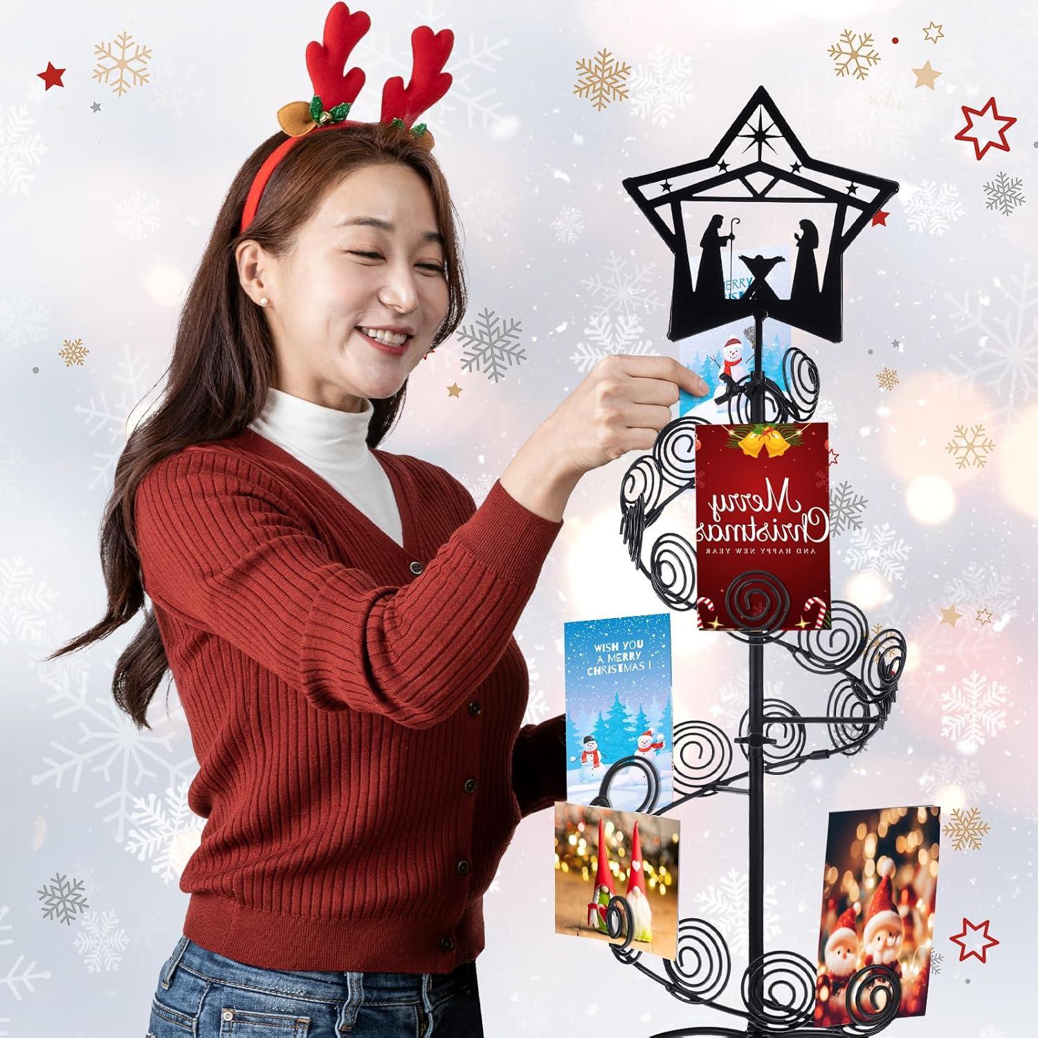 Soporte de Tarjetas de Navidad Metal Cinnvoice 50x30cm Negro