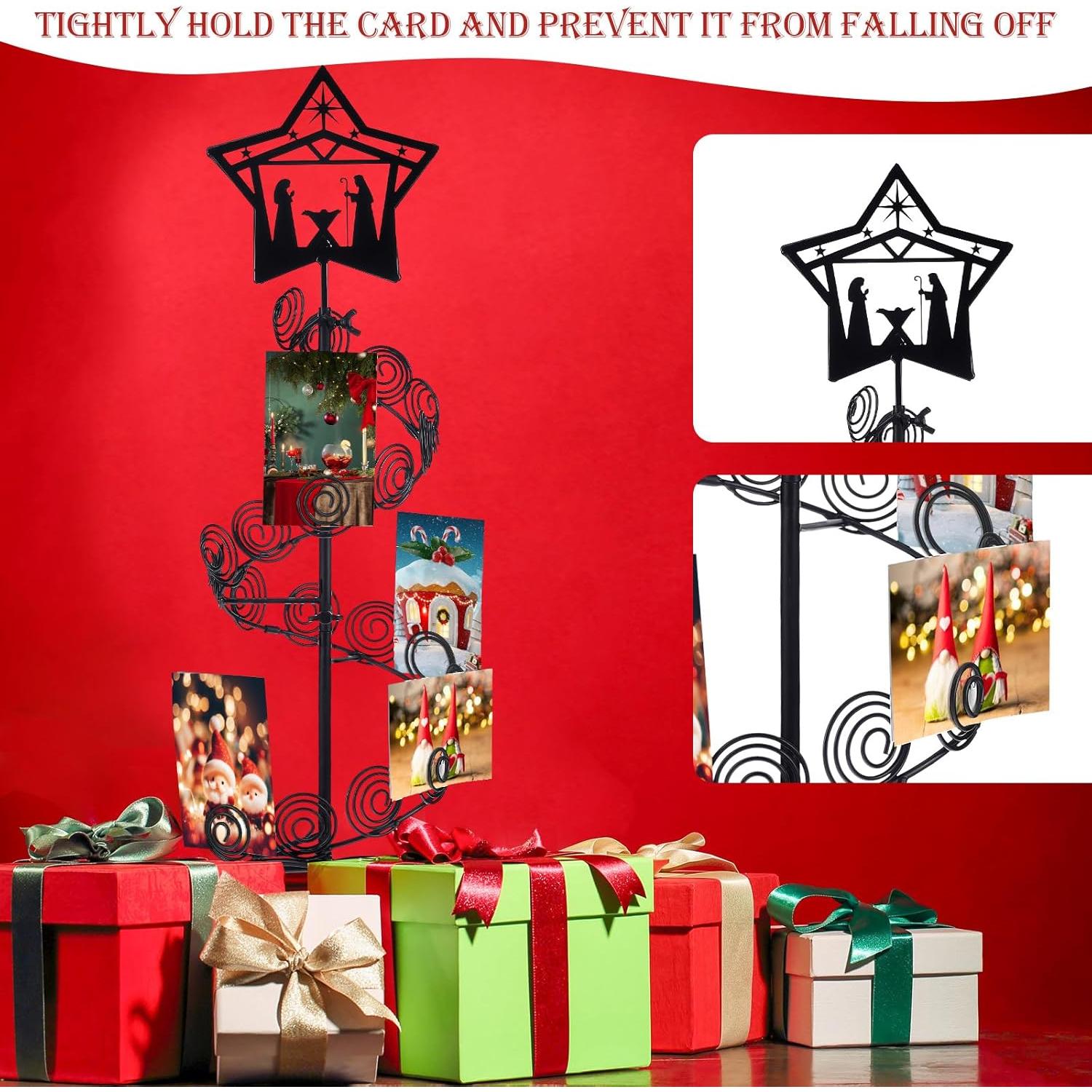 Soporte de Tarjetas de Navidad Metal Cinnvoice 50x30cm Negro