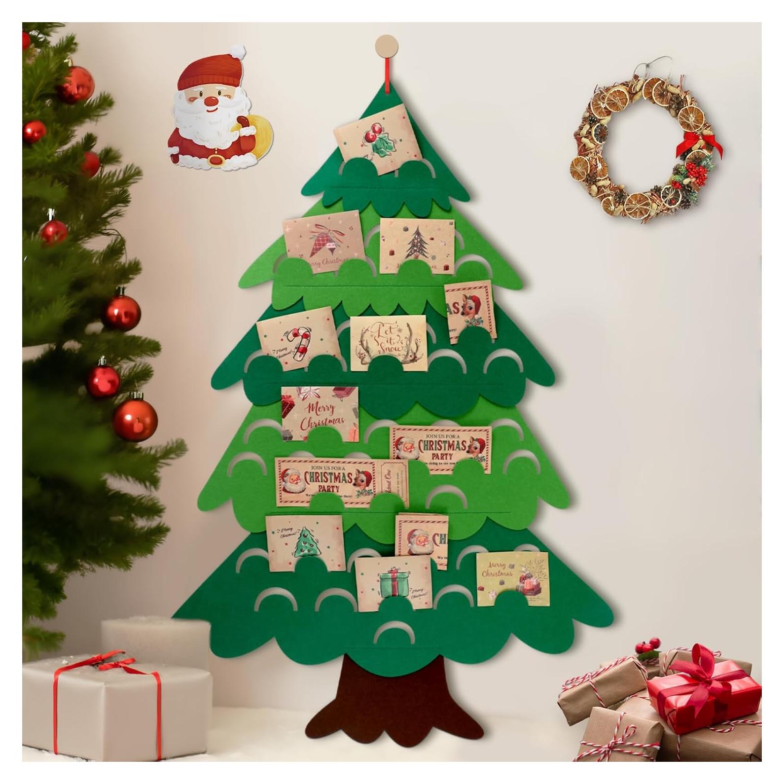 Soporte de Tarjetas de Navidad Jetec 70x100 cm Fieltro Verde