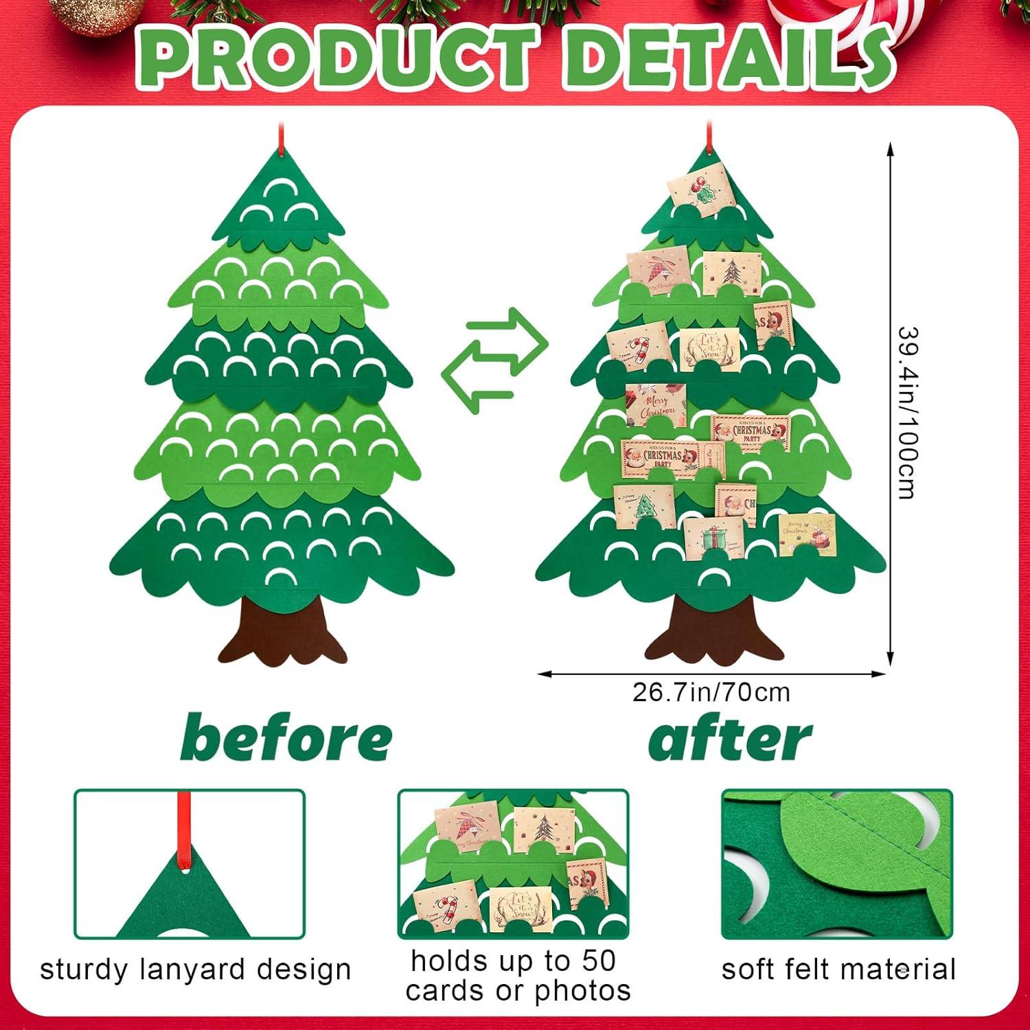 Soporte de Tarjetas de Navidad Jetec 70x100 cm Fieltro Verde