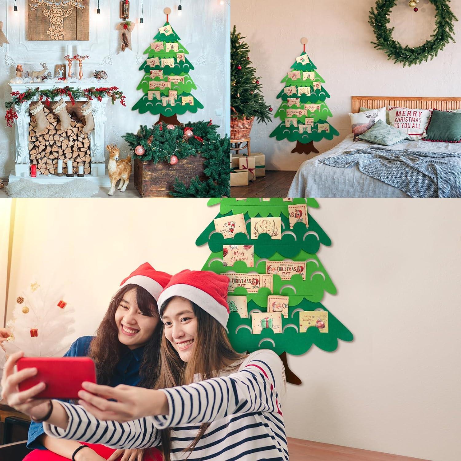 Soporte de Tarjetas de Navidad Jetec 70x100 cm Fieltro Verde