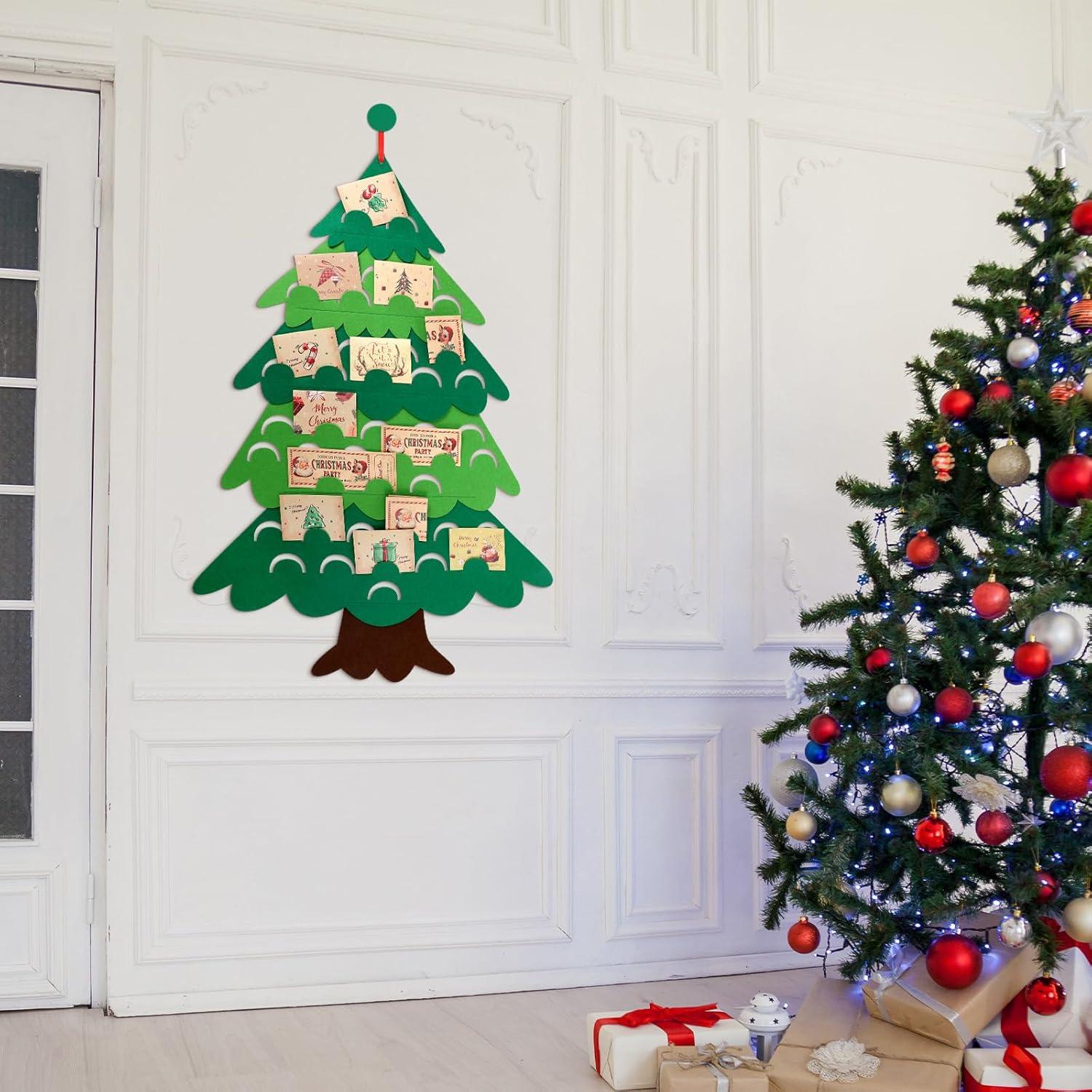 Soporte de Tarjetas de Navidad Jetec 70x100 cm Fieltro Verde