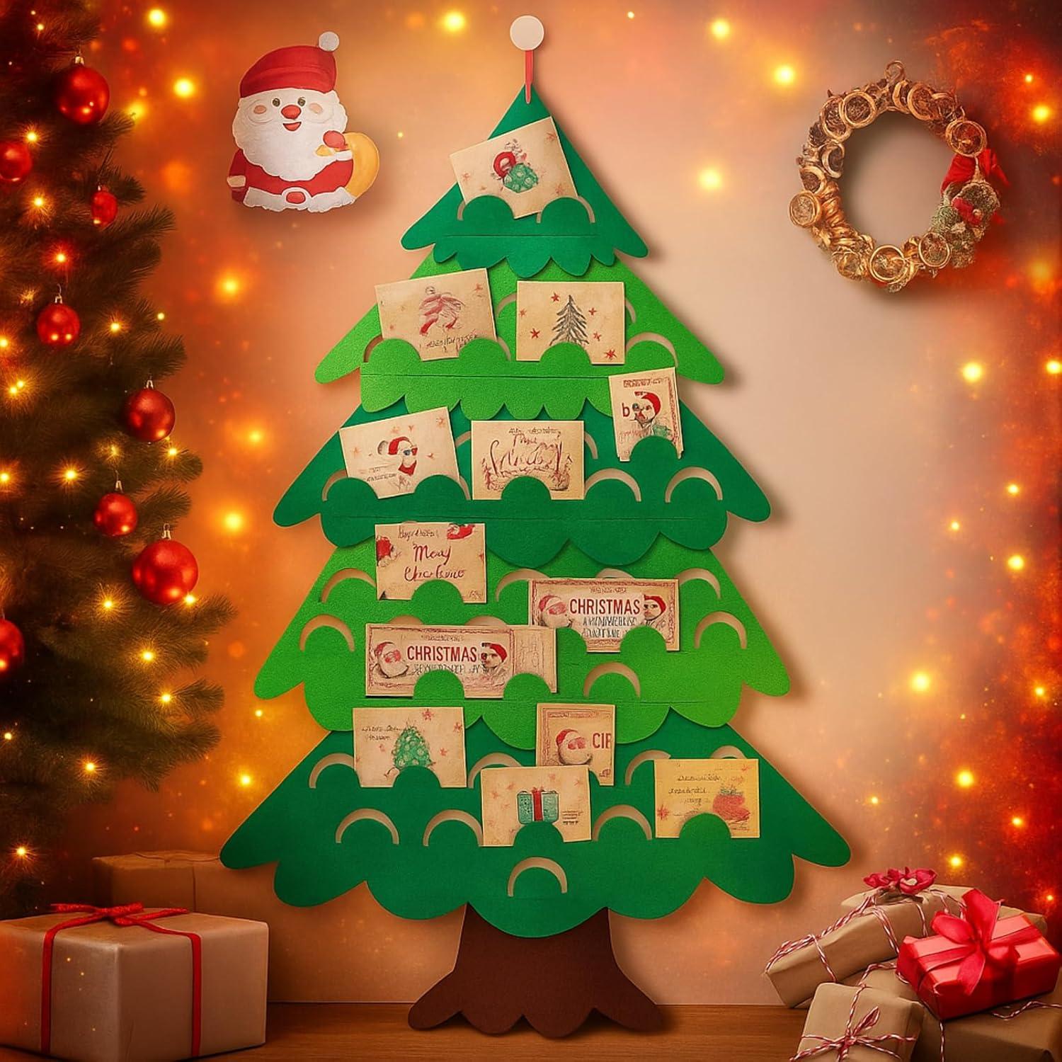 Soporte de Tarjetas de Navidad Jetec 70x100 cm Fieltro Verde