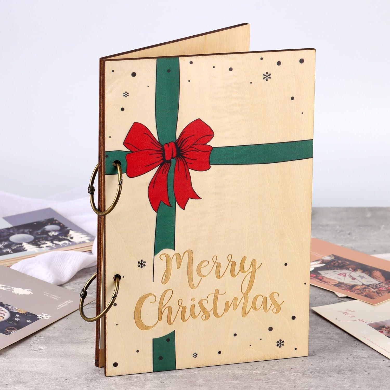 Carpeta de Tarjetas de Navidad Giiffu de Madera 16x24 cm