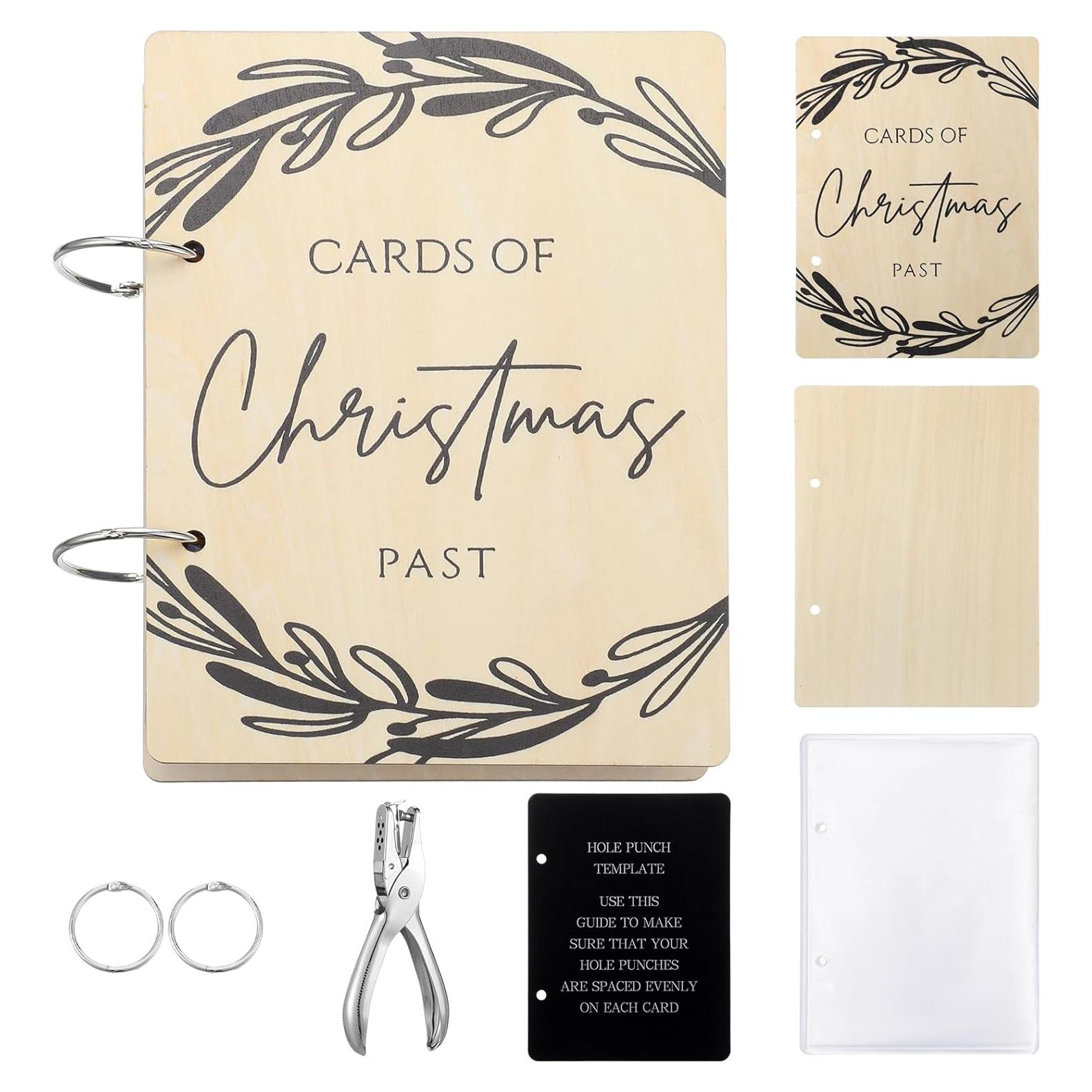 Organizador de Tarjetas de Madera Hoolerry 15 x 20 cm con 20 Protectores