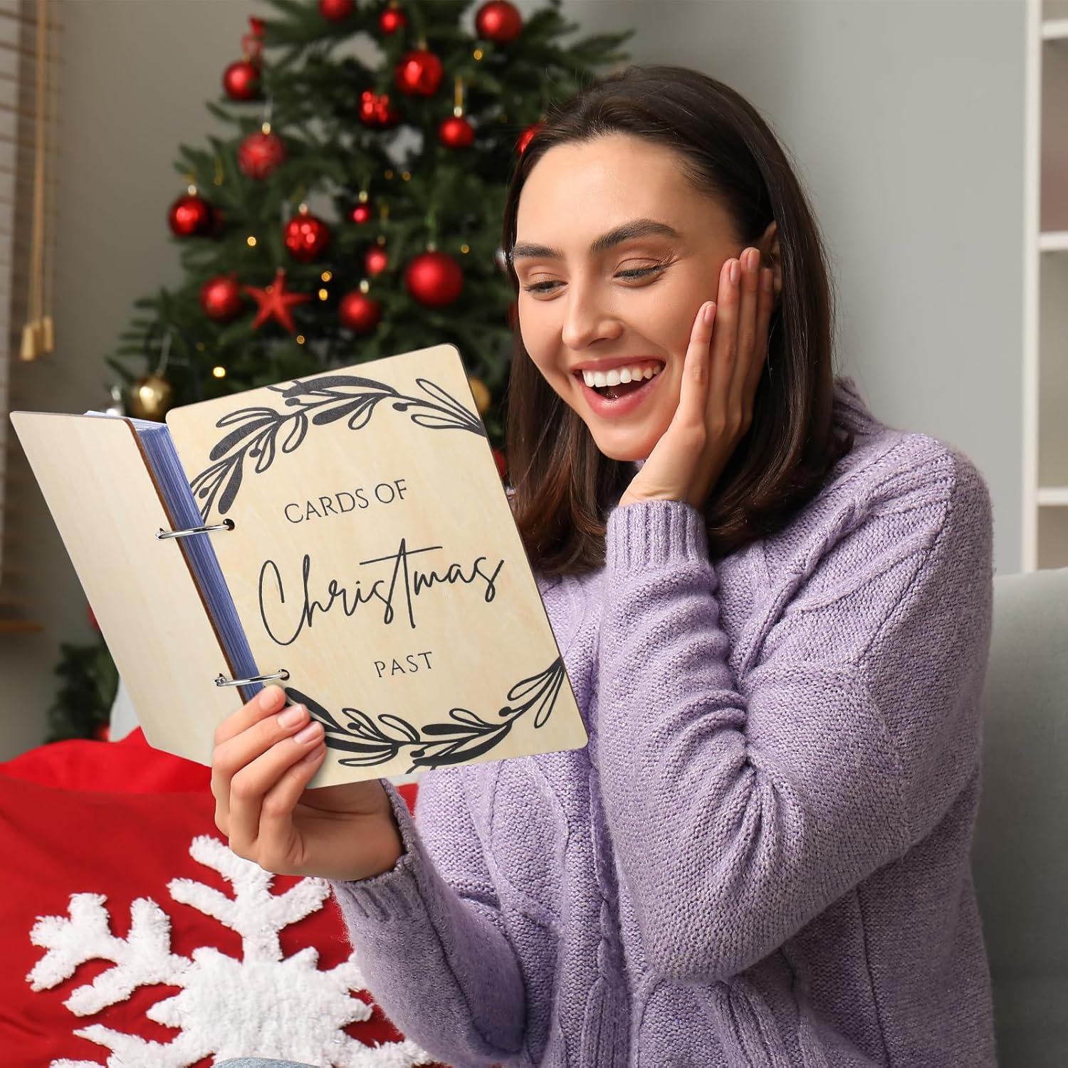 Organizador de Tarjetas de Madera Hoolerry 15 x 20 cm con 20 Protectores