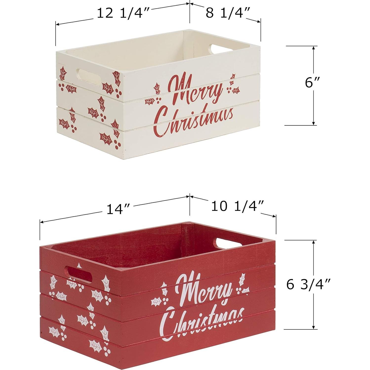 Conjunto de 2 Cajas de Almacenamiento de Madera Red Co. Navidad