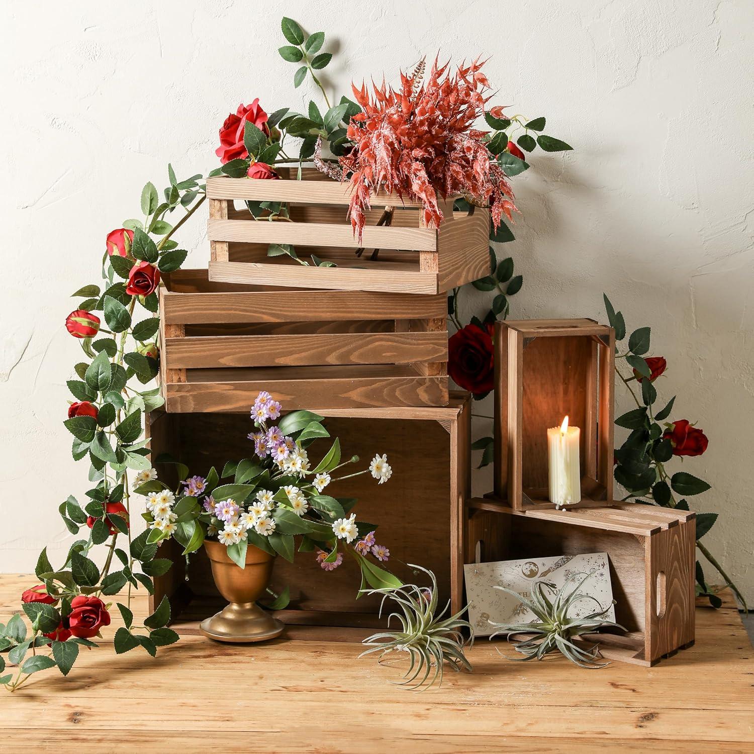 Conjunto de 5 Cajas de Madera Vintage KMwares - Almacenamiento Decorativo