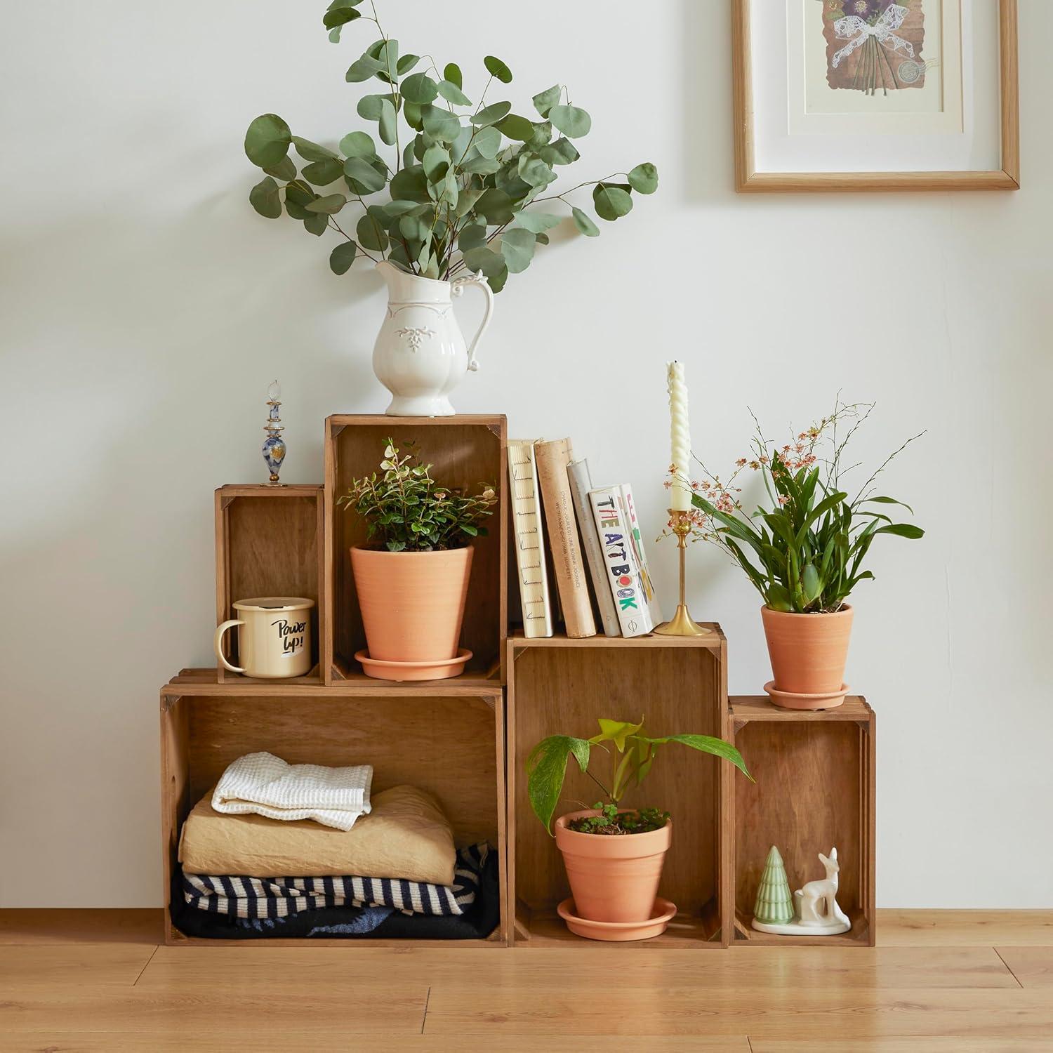 Conjunto de 5 Cajas de Madera Vintage KMwares - Almacenamiento Decorativo