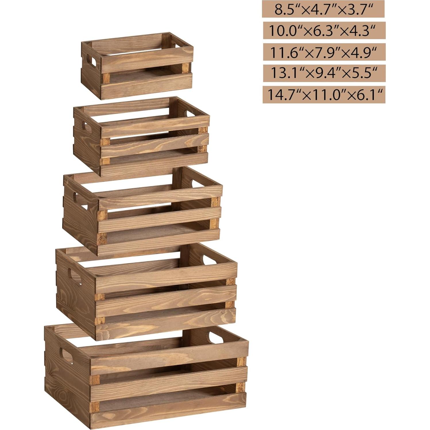 Conjunto de 5 Cajas de Madera Vintage KMwares - Almacenamiento Decorativo