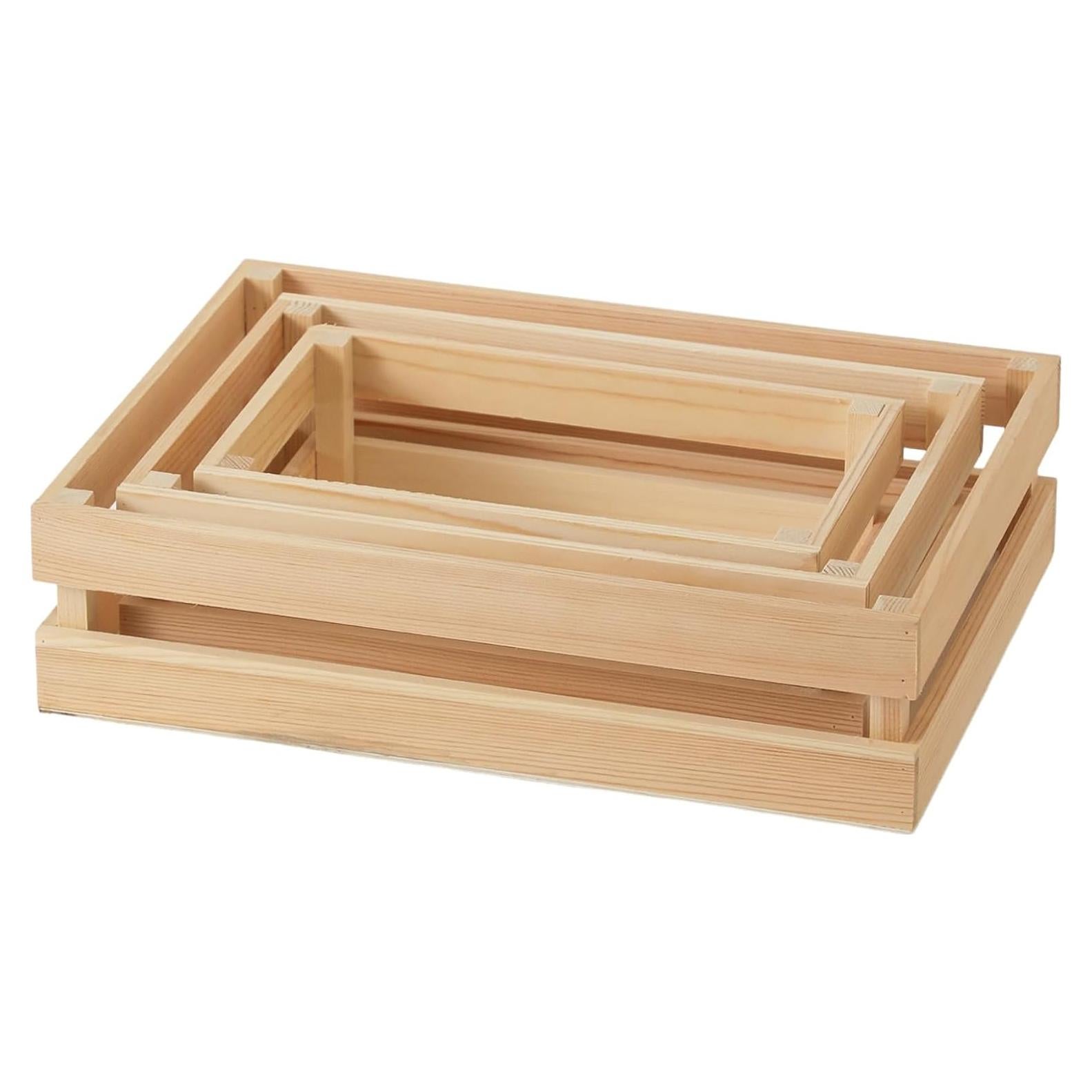 Juego de 3 Cajas de Madera Rústicas Xhqsulsclac - Almacenamiento 24.9-34.8 cm