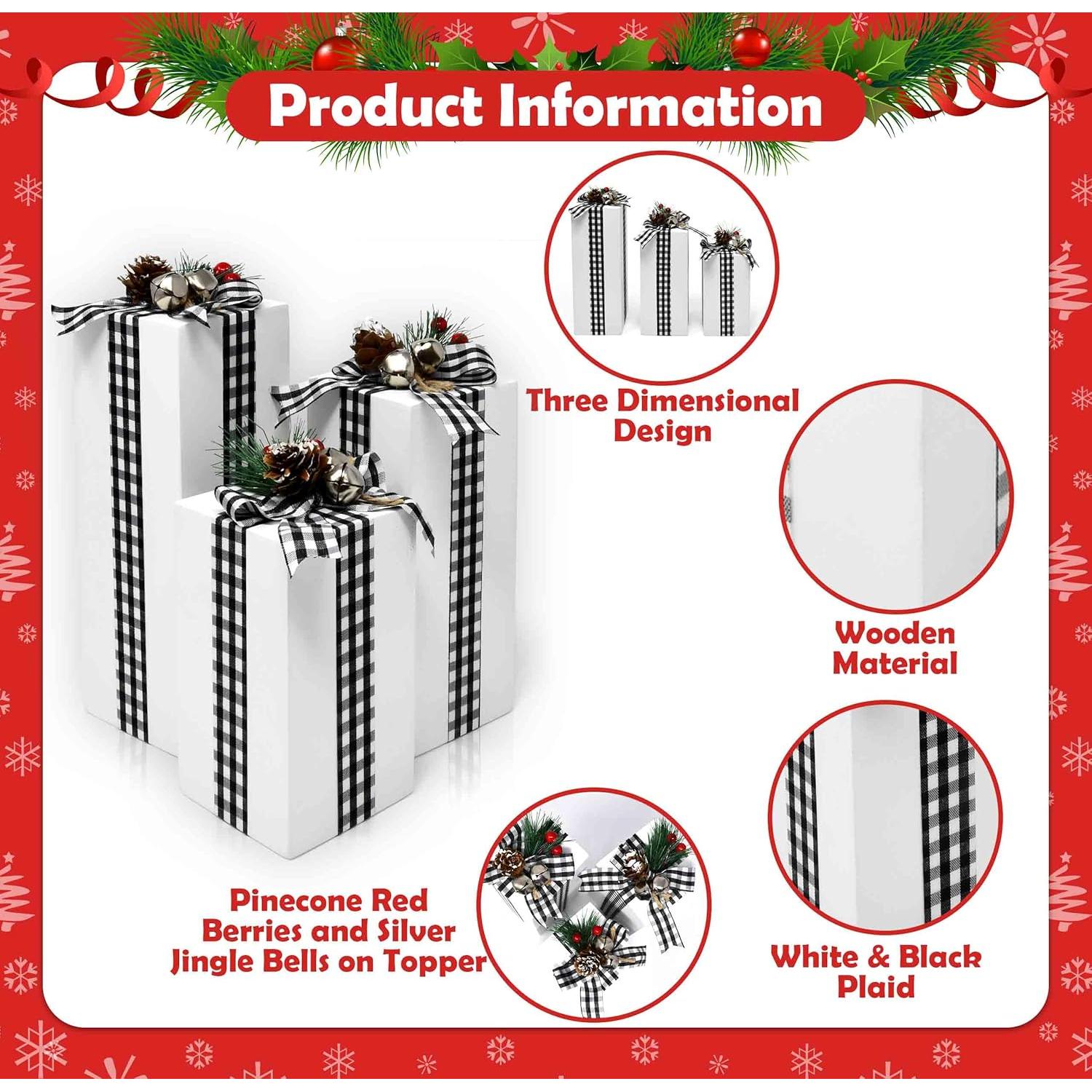 Cajas de Regalo de Madera Blanca 3 Pcs Gift Boutique