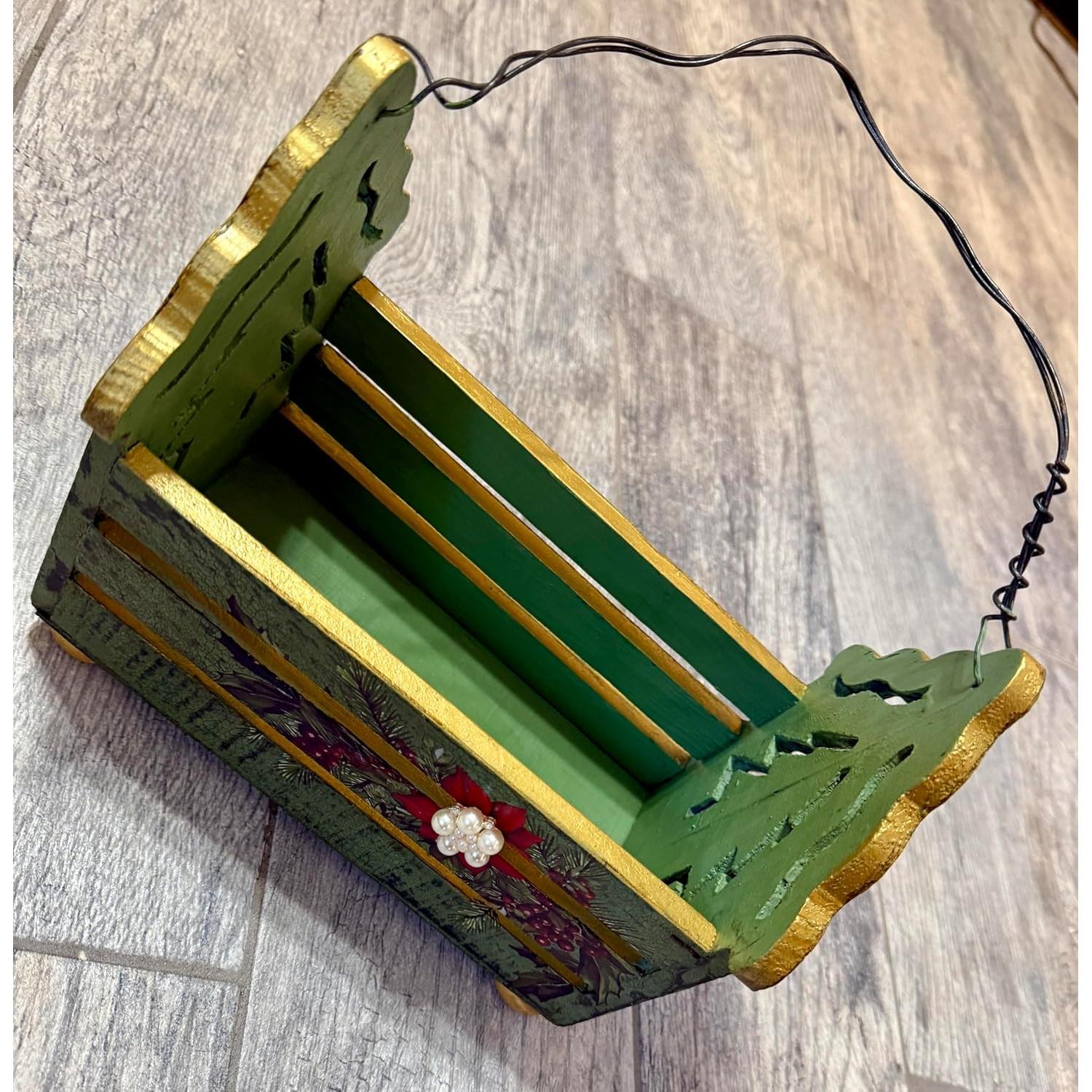 Caja Navideña Rústica de Madera Altered Purposes 24x12.7x21.6cm