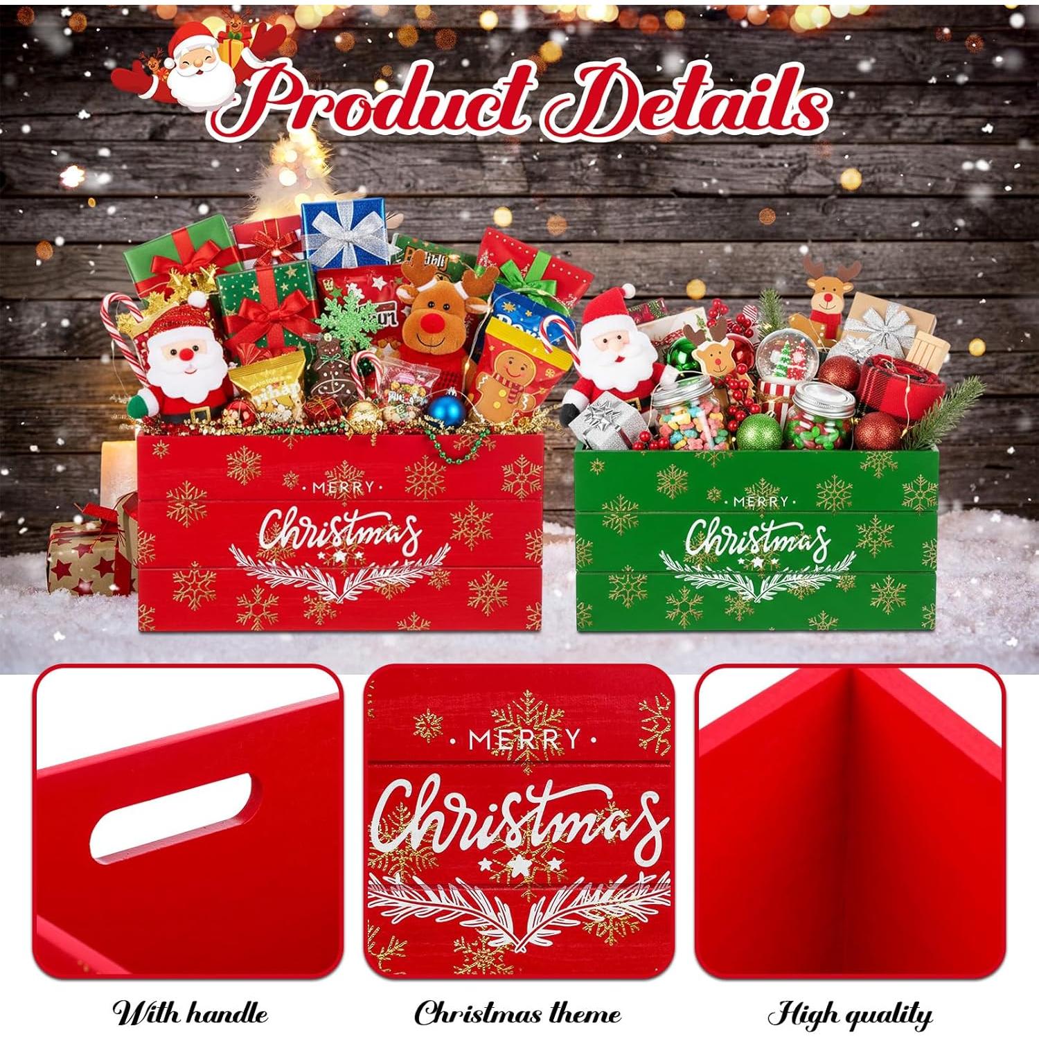 Juego de 2 Cajas de Almacenamiento de Madera Navidad 30x20x15cm y 35.5x26x17cm