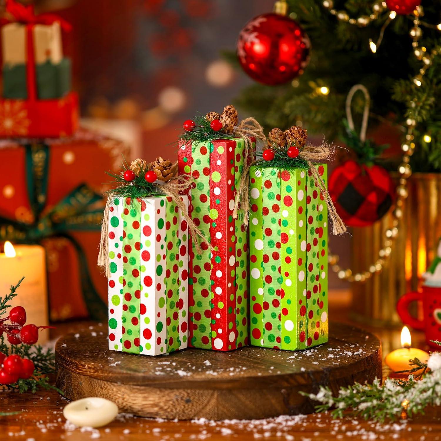 Centros de Mesa Navideños de Madera Glenmal - 3 Piezas