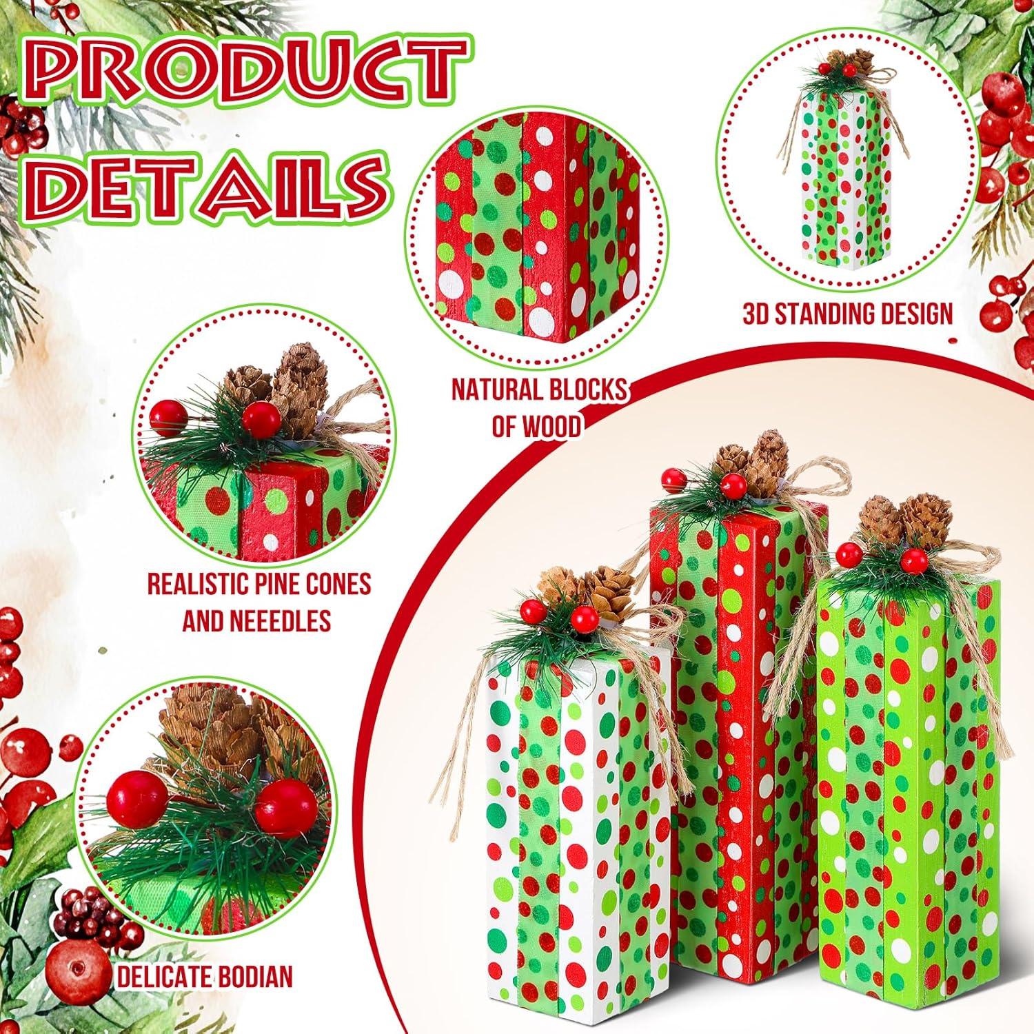 Centros de Mesa Navideños de Madera Glenmal - 3 Piezas