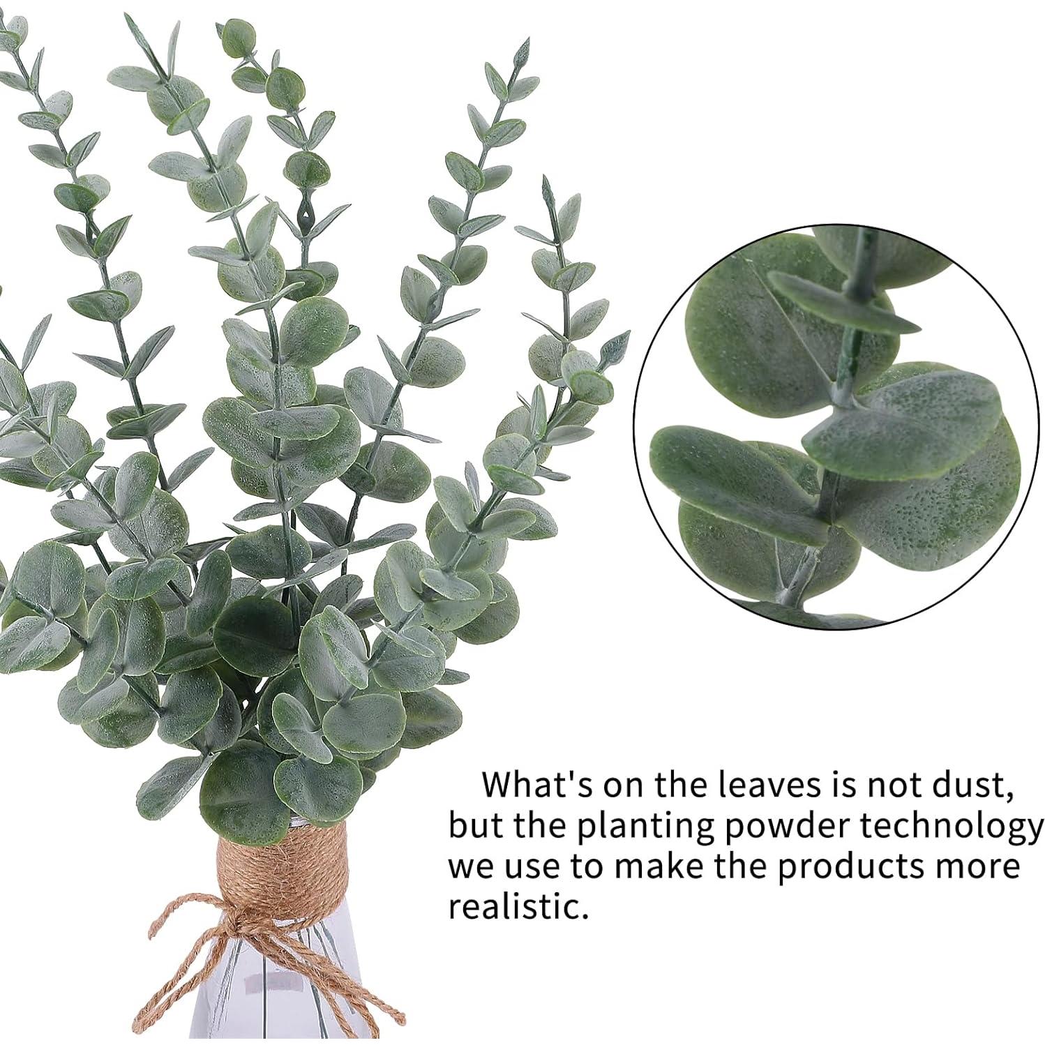 CEWOR 24pcs Tallos de Eucalipto Artificial Verde Gris Decoración