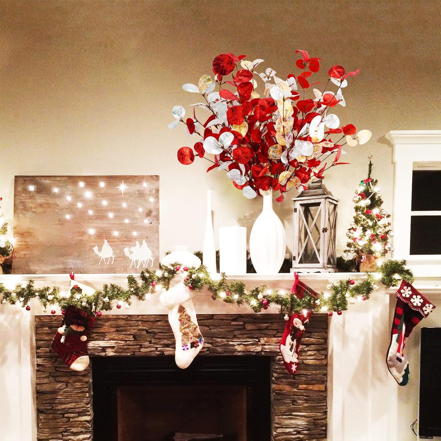 Hojas de Eucalipto Artificiales Agusbagli 71 cm 6 Pcs Terciopelo