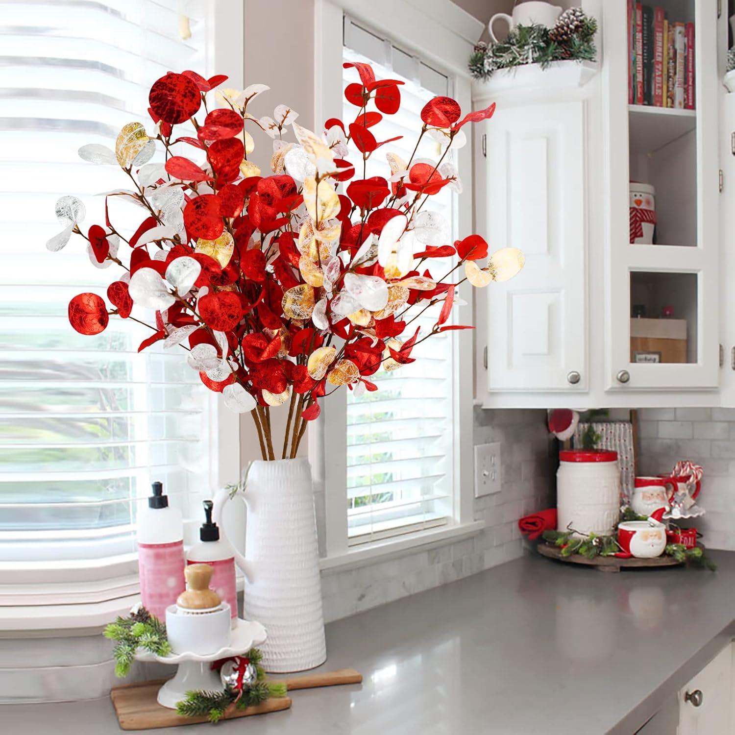 Hojas de Eucalipto Artificiales Agusbagli 71 cm 6 Pcs Terciopelo