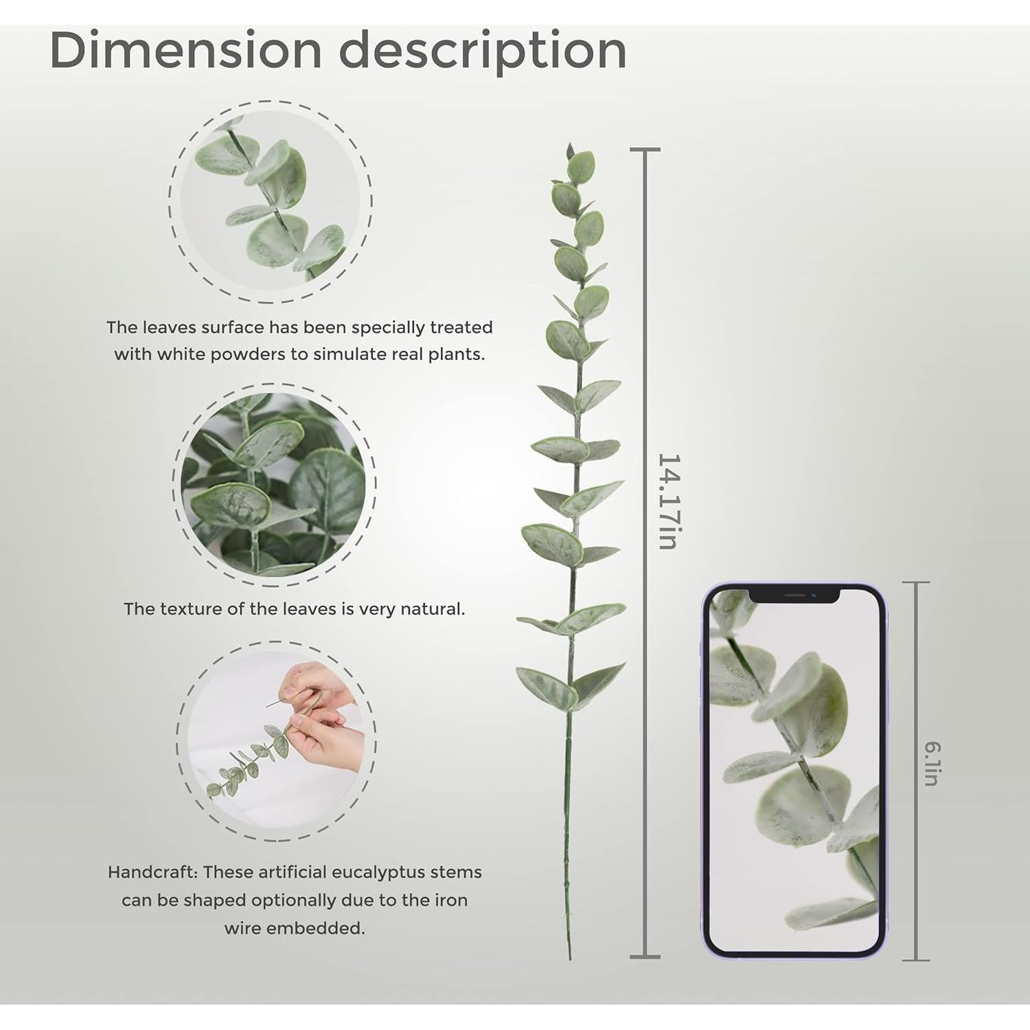 18 Piezas de Eucalipto Artificial Tiyard 35.88 cm Verde Decoración