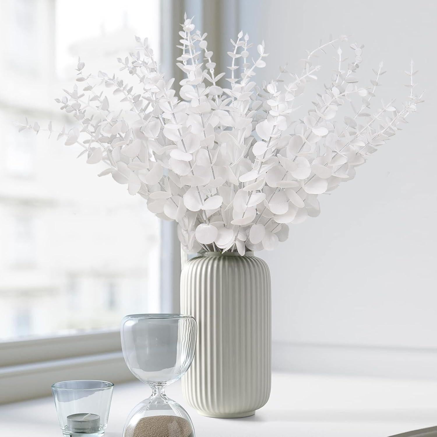 Tallos de Eucalipto Artificial RECUTMS 36Pcs 38cm Blancos