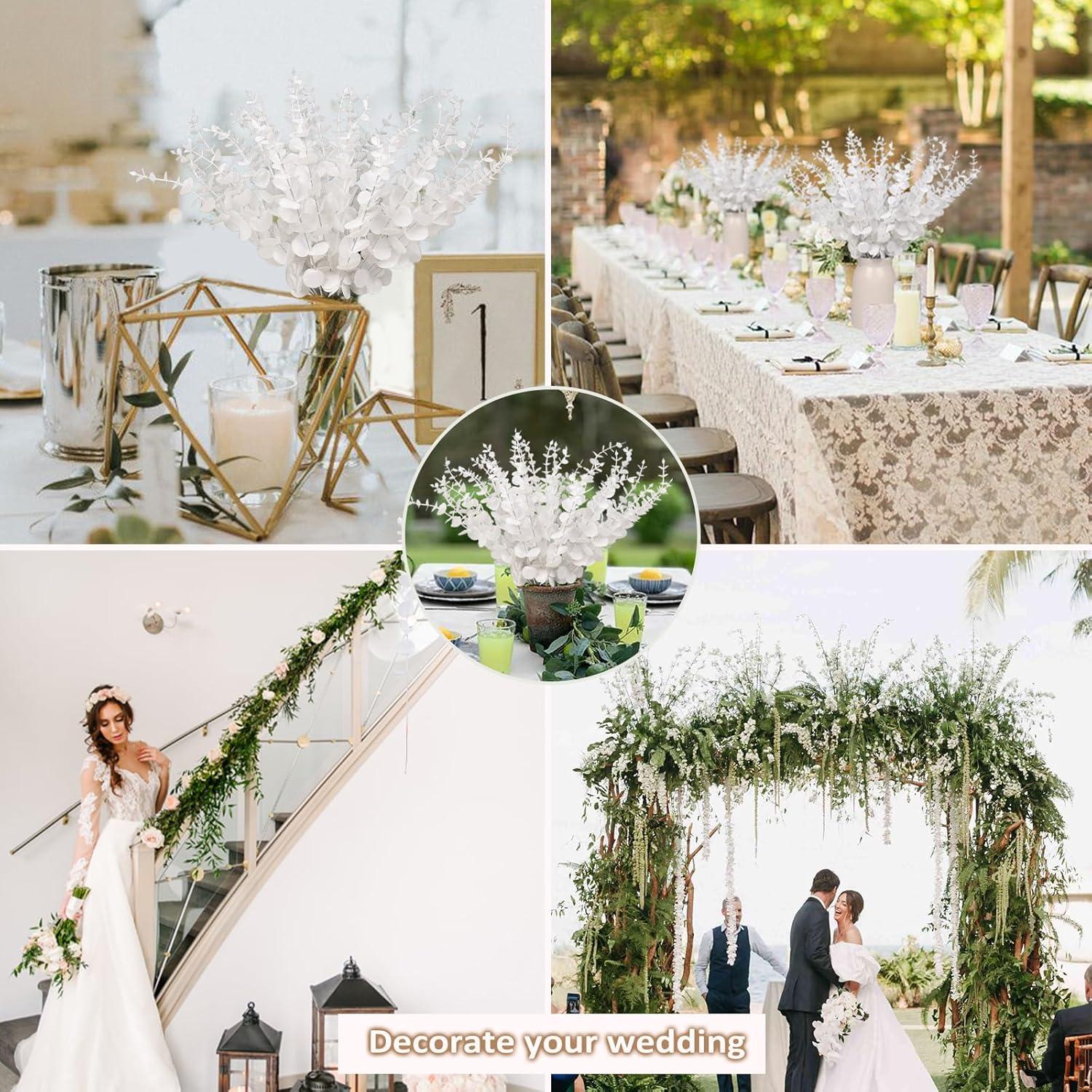 Tallos de Eucalipto Artificial RECUTMS 36Pcs 38cm Blancos