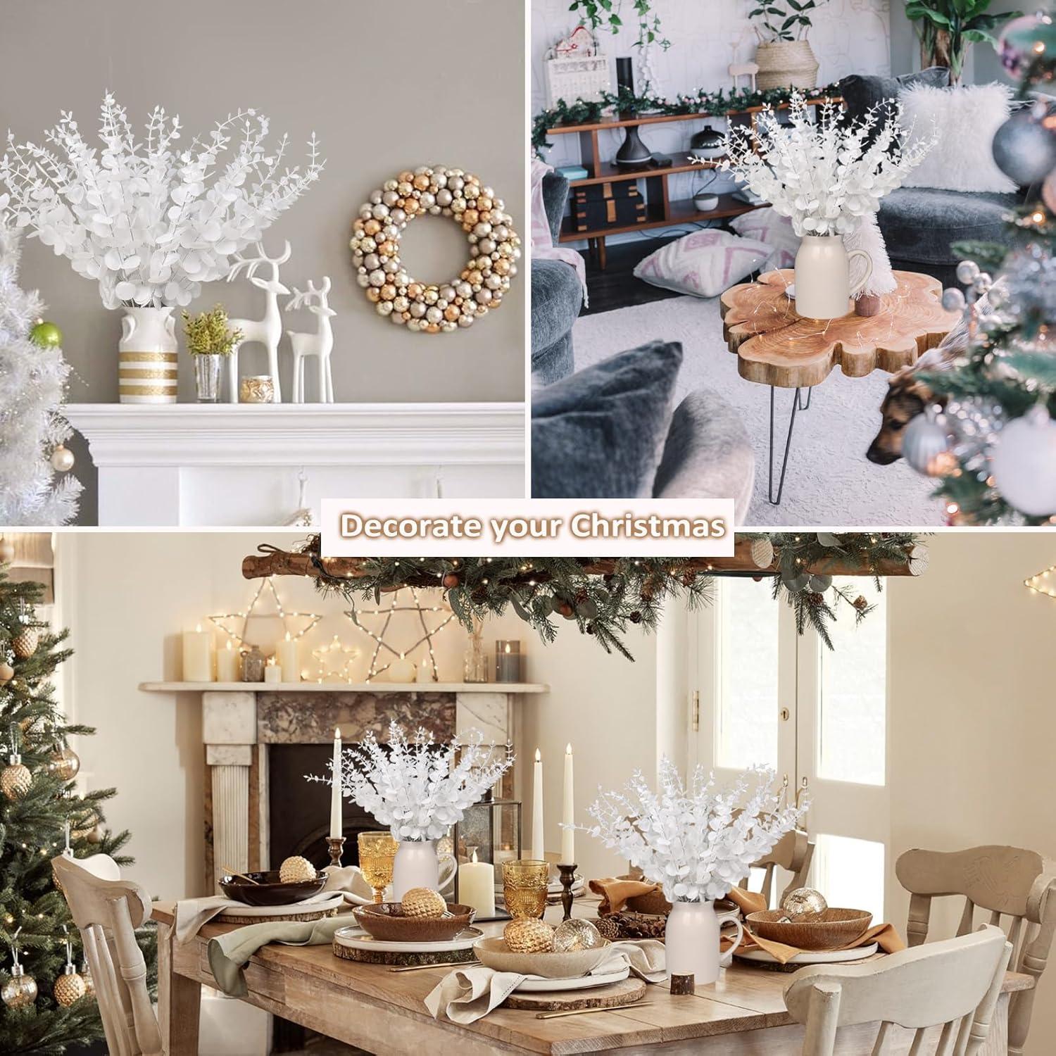 Tallos de Eucalipto Artificial RECUTMS 36Pcs 38cm Blancos