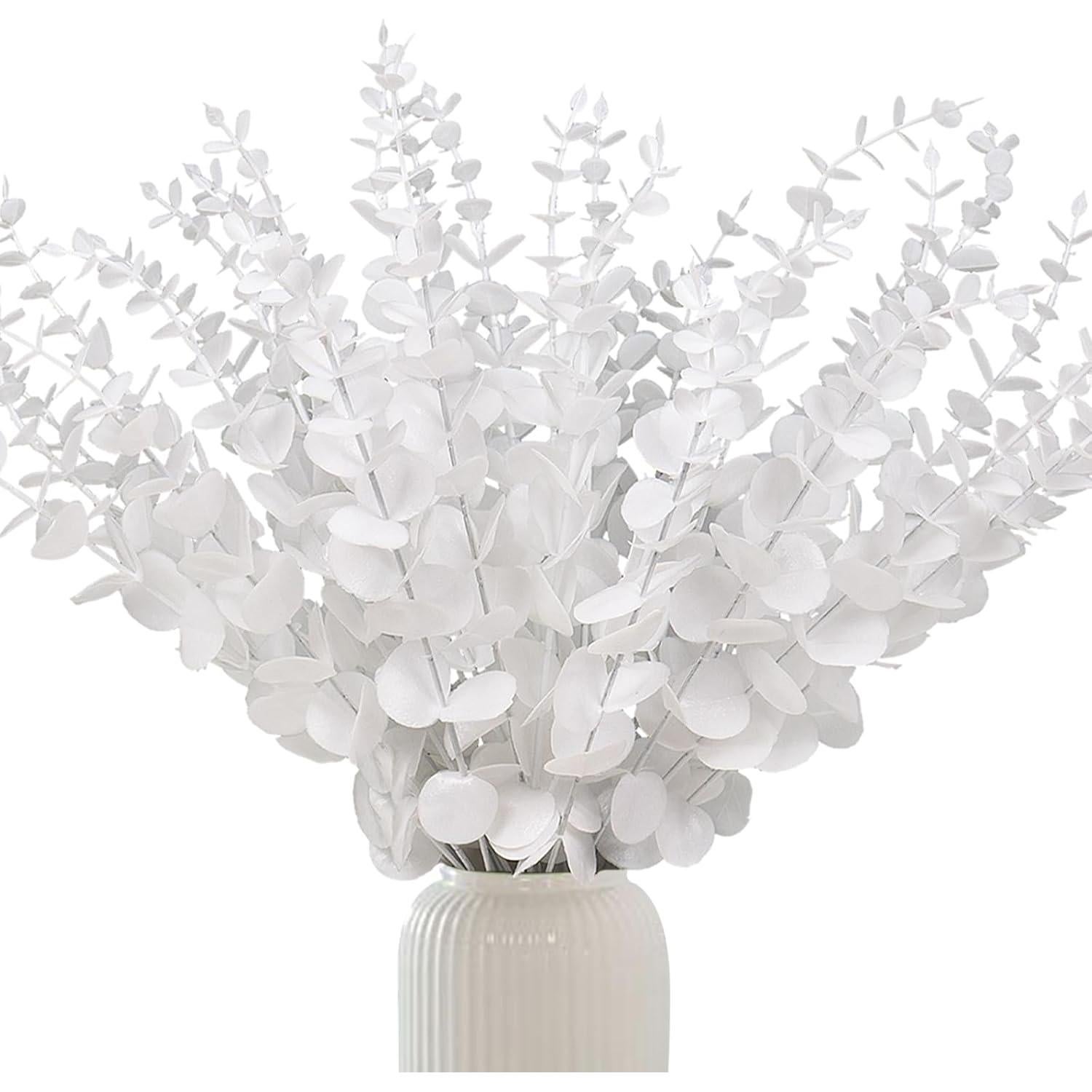 Tallos de Eucalipto Artificial RECUTMS 36Pcs 38cm Blancos