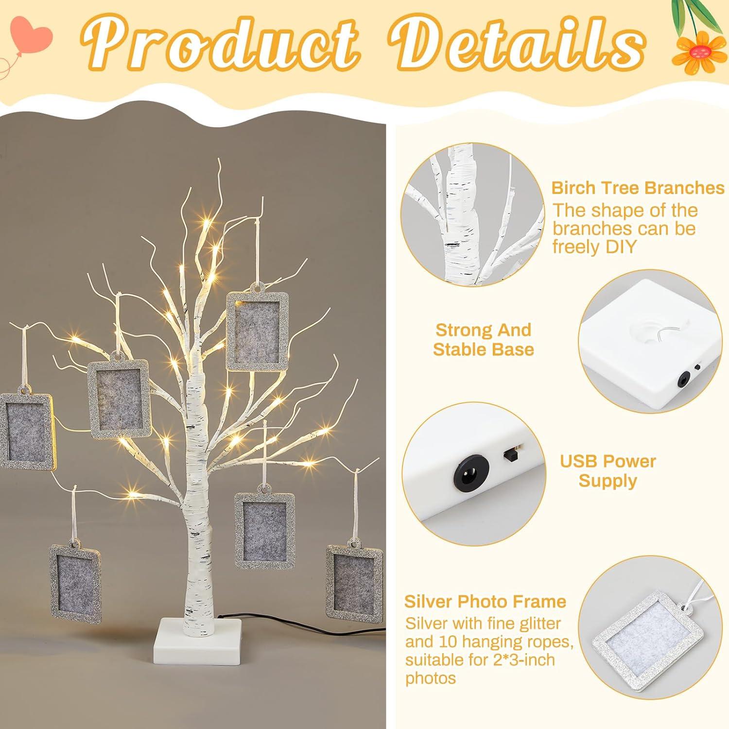 Soporte de marco de fotos iluminado Leinuosen 60 cm 10 marcos