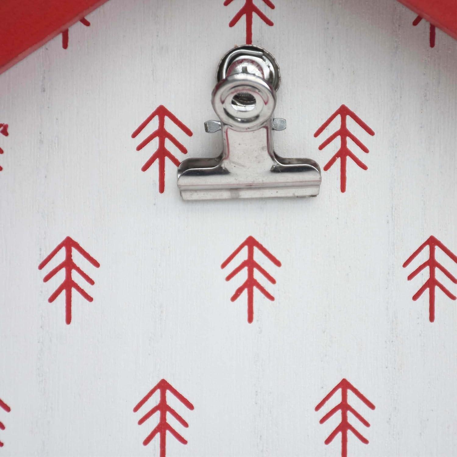 Soporte de Fotos Navideño Parisloft Madera Rojo y Blanco