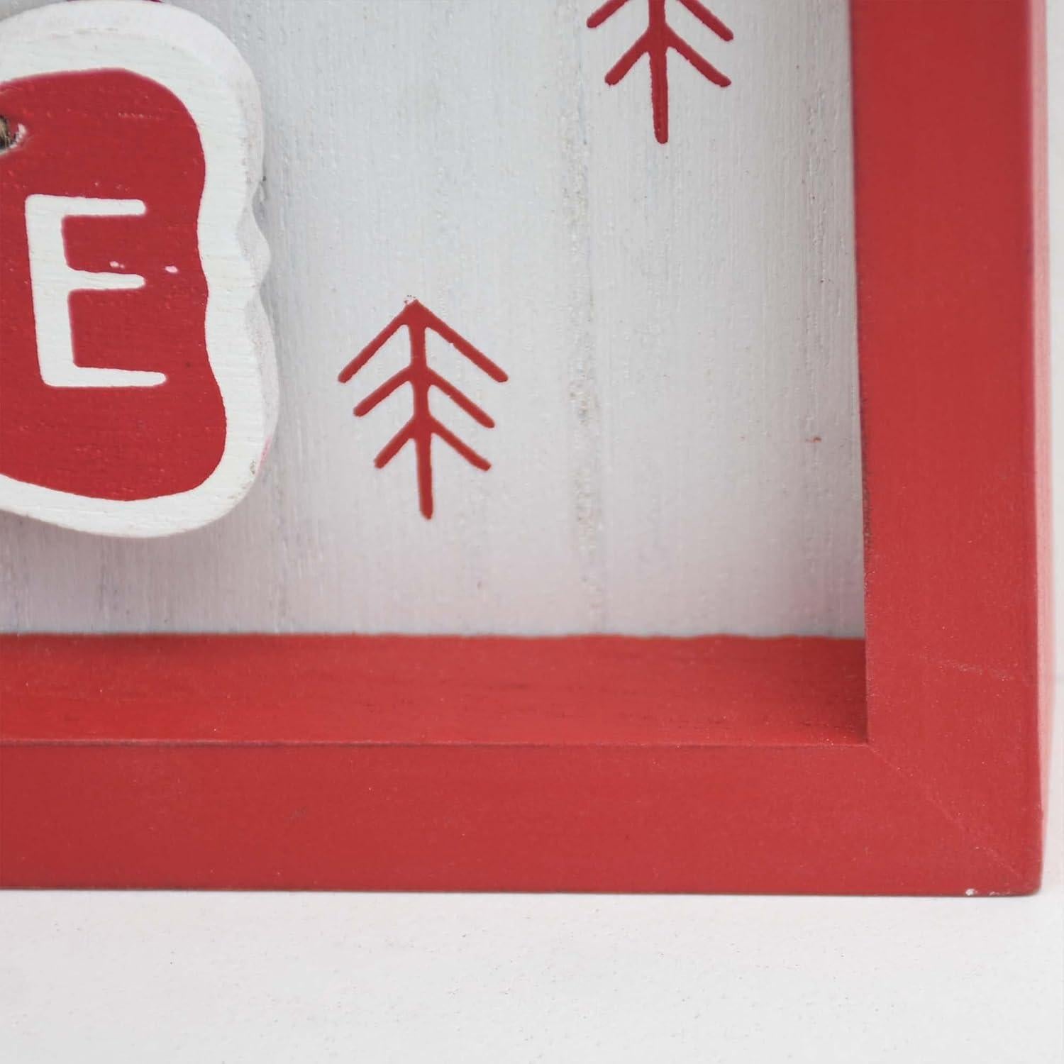 Soporte de Fotos Navideño Parisloft Madera Rojo y Blanco