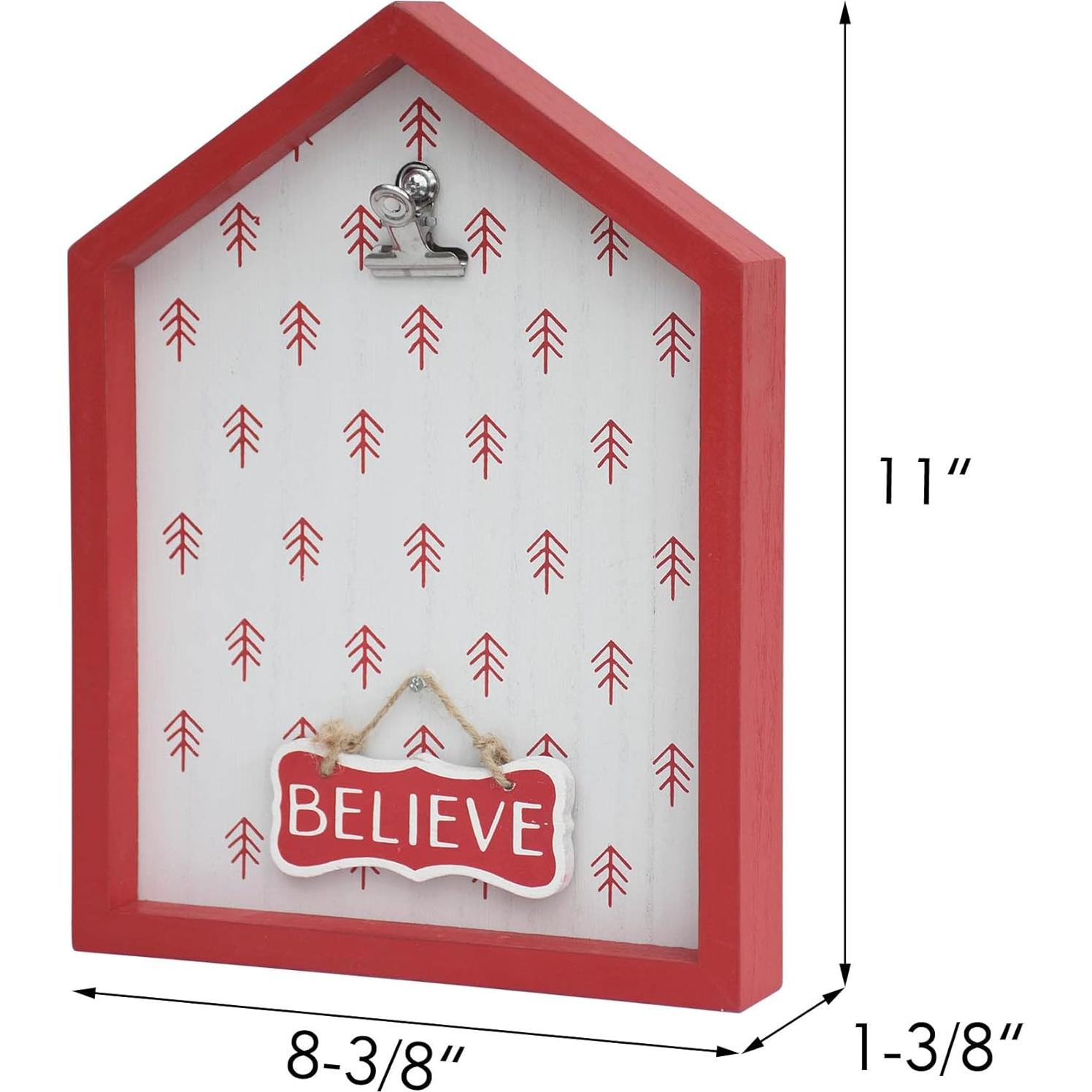 Soporte de Fotos Navideño Parisloft Madera Rojo y Blanco