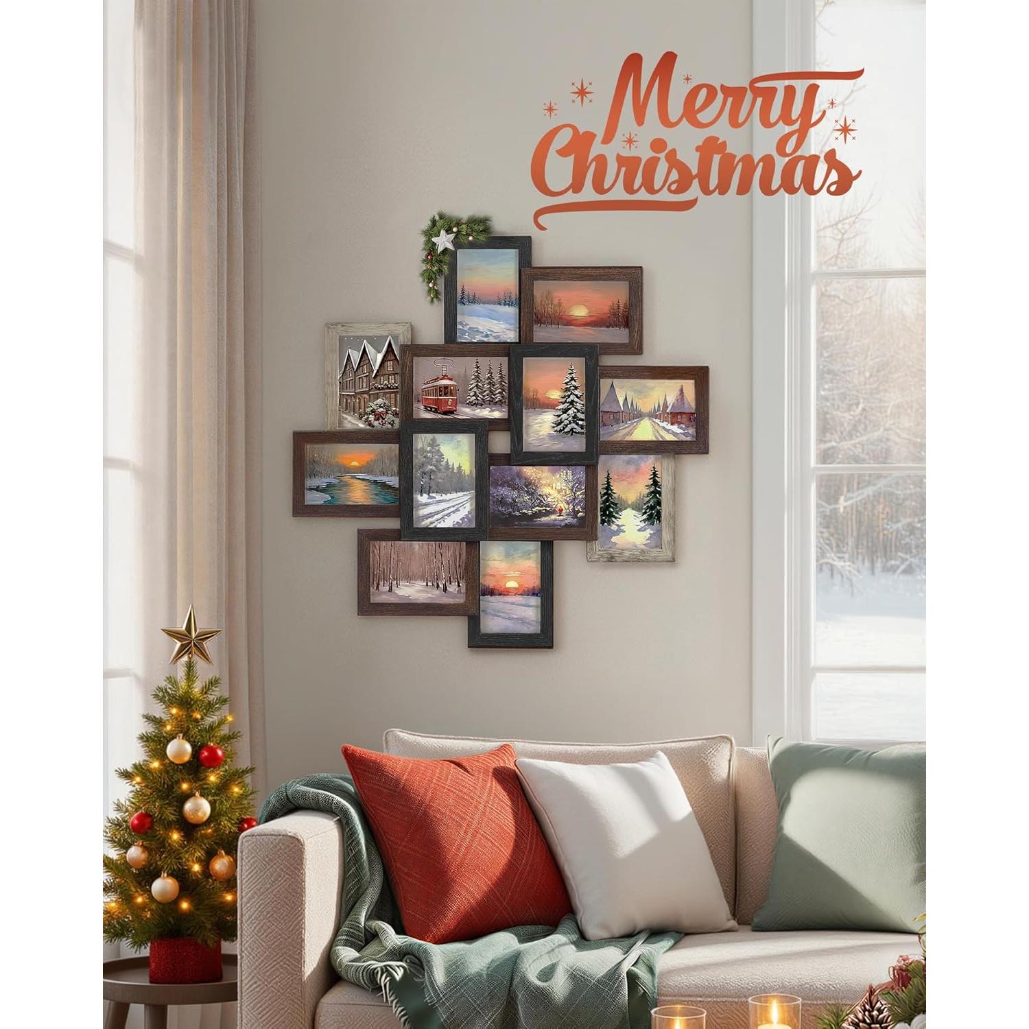 Collage de Fotos 12 Marcos 4x6 MDF Vidrio SONGMICS