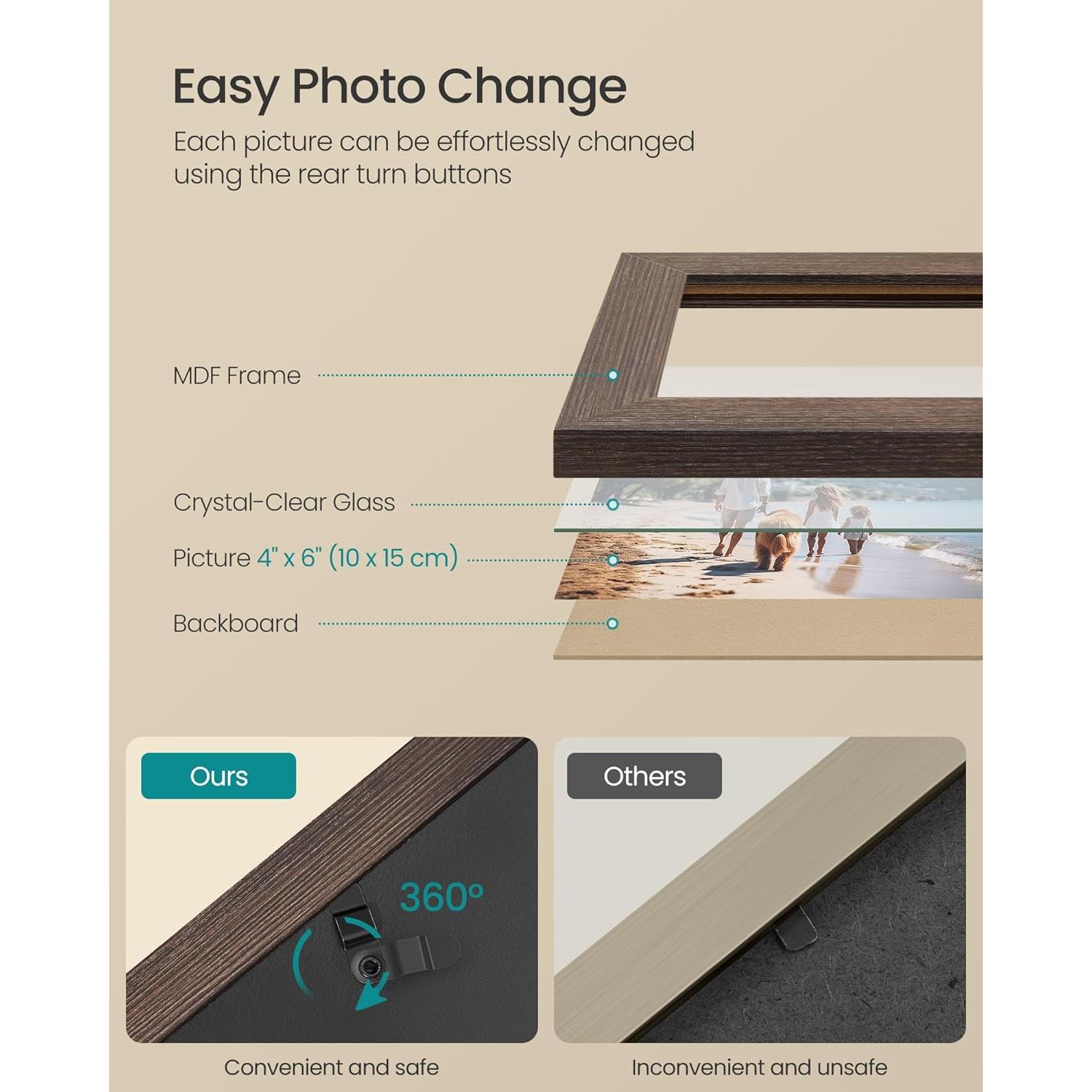 Collage de Fotos 12 Marcos 4x6 MDF Vidrio SONGMICS