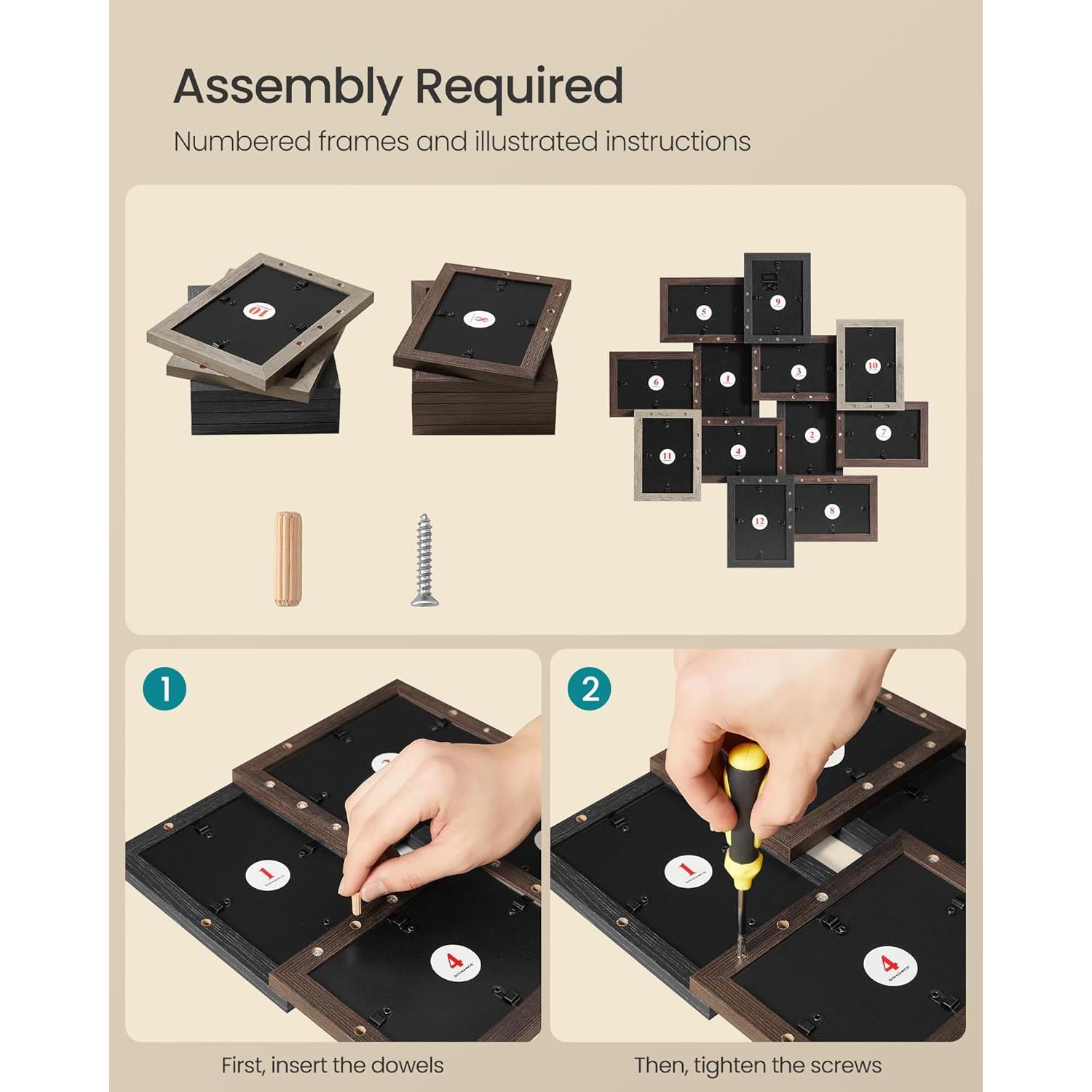 Collage de Fotos 12 Marcos 4x6 MDF Vidrio SONGMICS