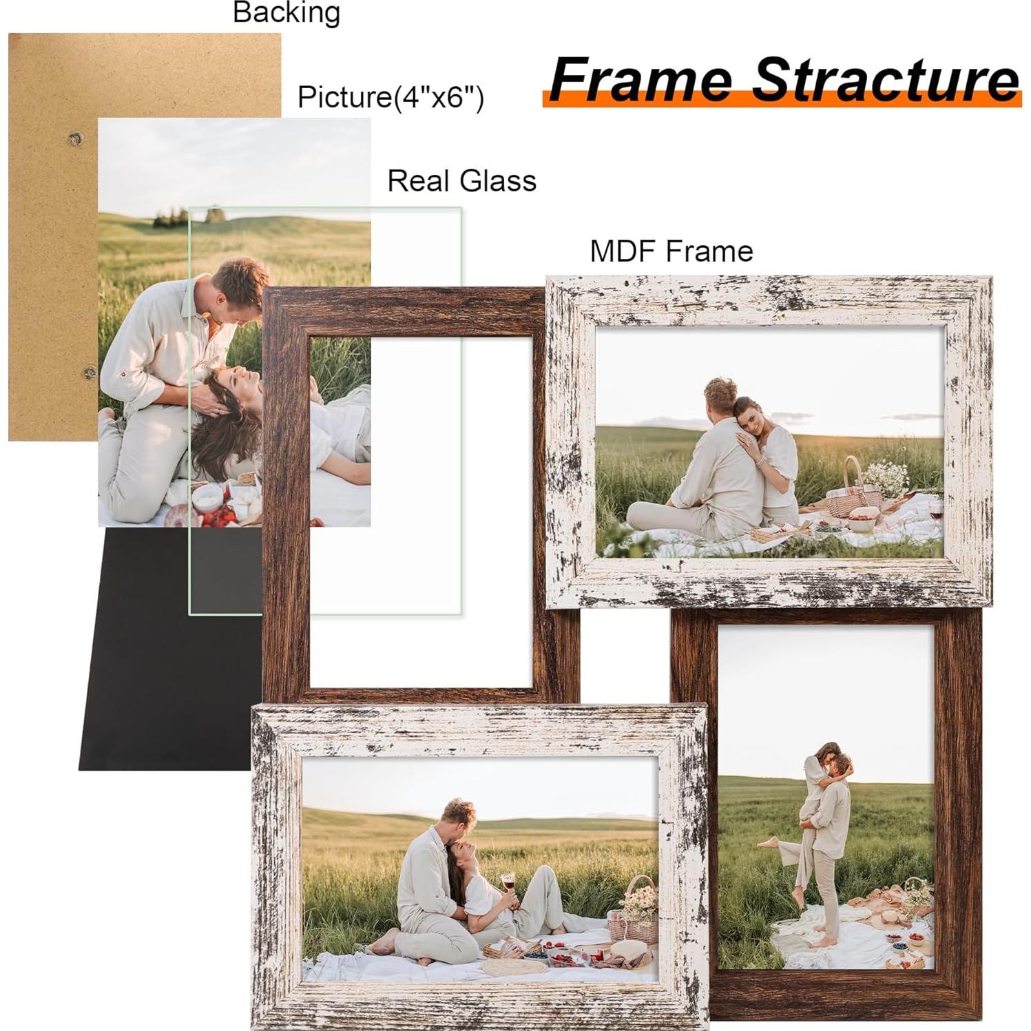 Marco de Collage para Fotos 4x6 YESKAY Blanco Rústico