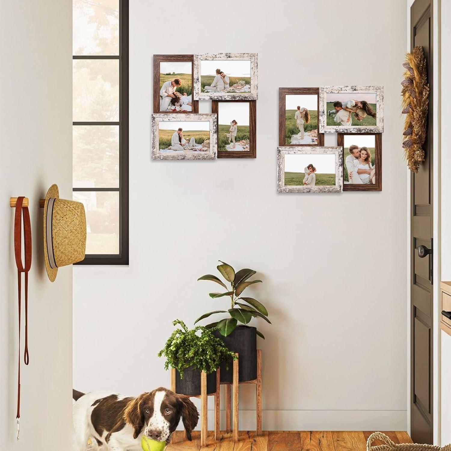 Marco de Collage para Fotos 4x6 YESKAY Blanco Rústico