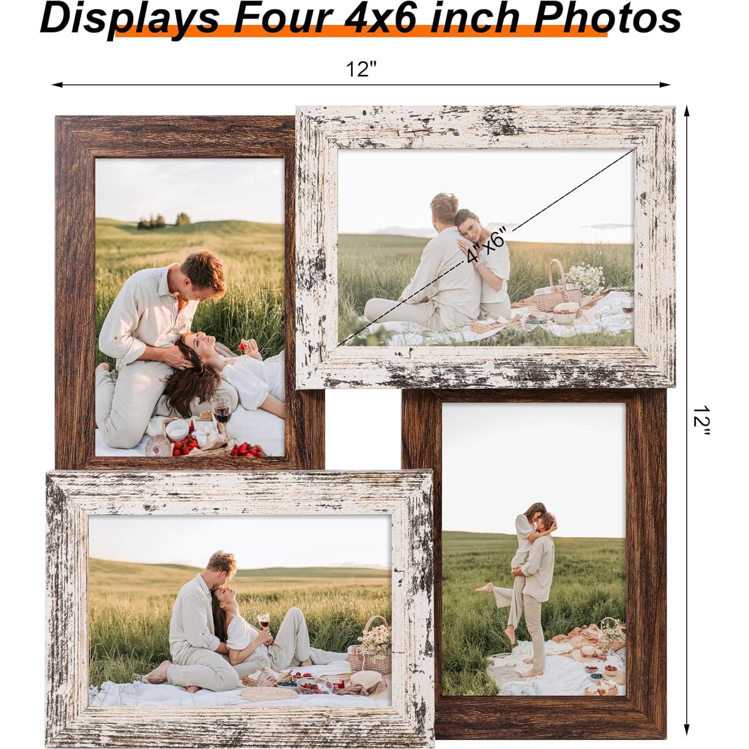 Marco de Collage para Fotos 4x6 YESKAY Blanco Rústico