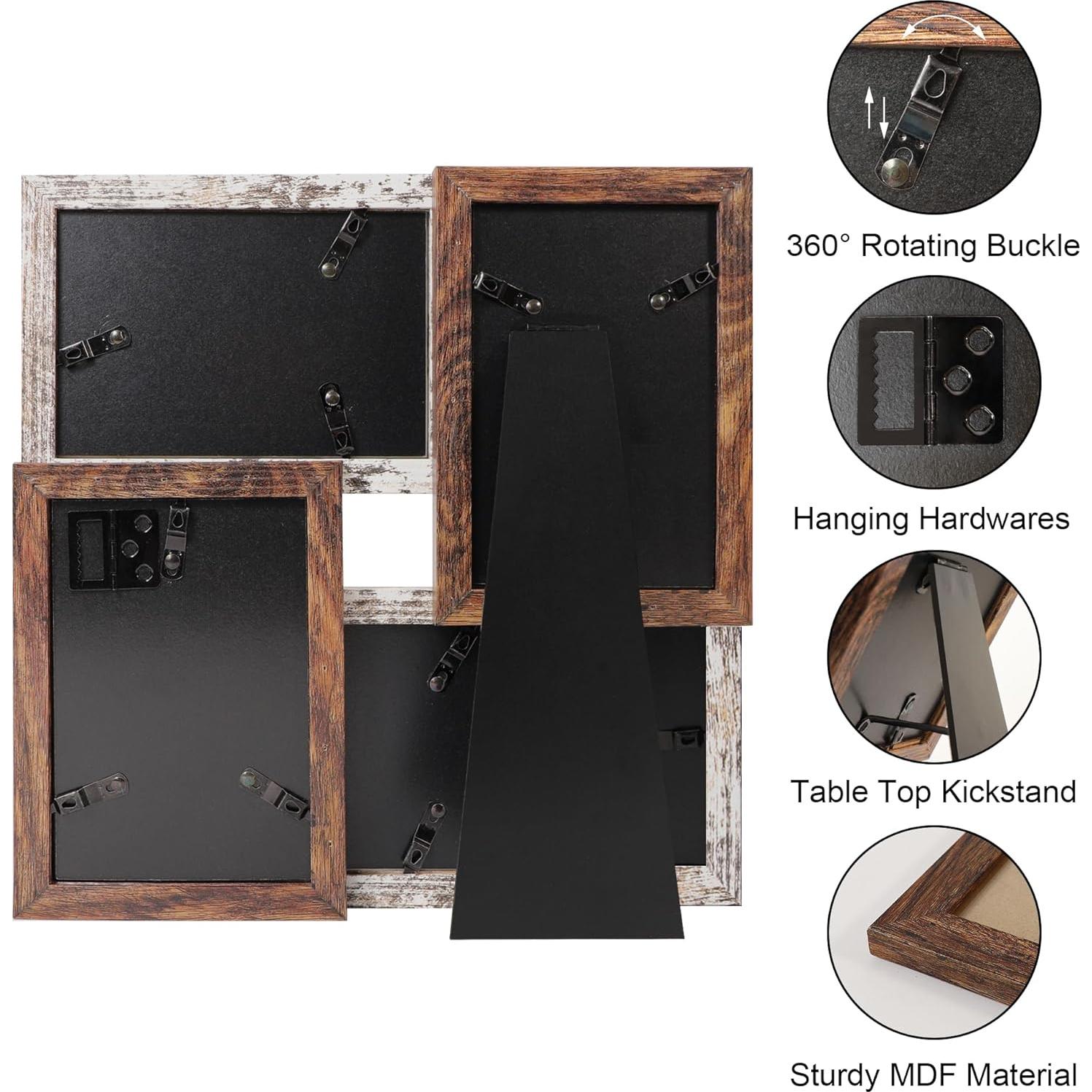 Marco de Collage para Fotos 4x6 YESKAY Blanco Rústico