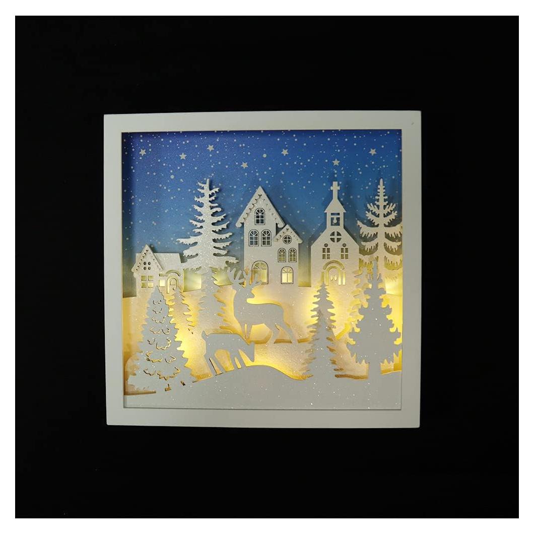 Decoración de mesa navideña LED Supergorea 27.9 cm madera