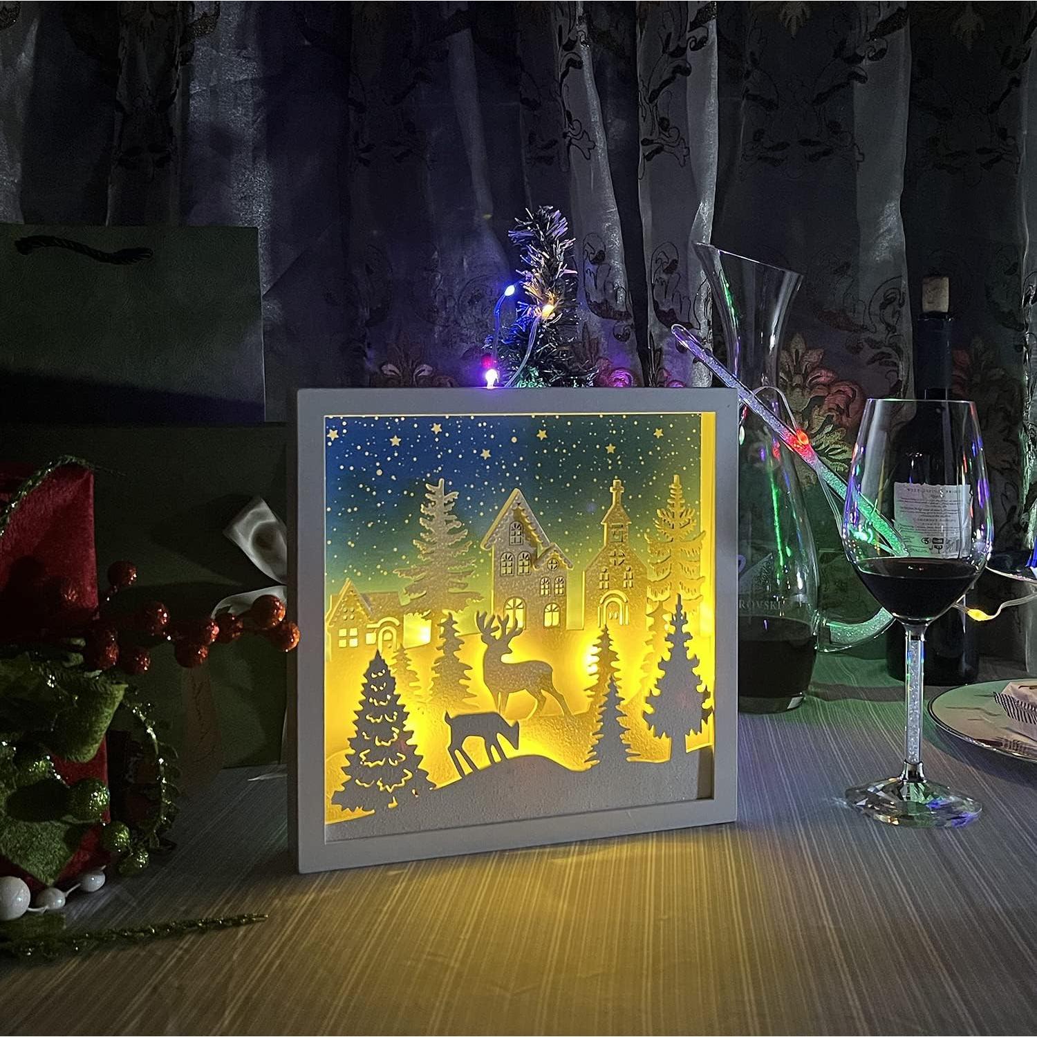 Decoración de mesa navideña LED Supergorea 27.9 cm madera