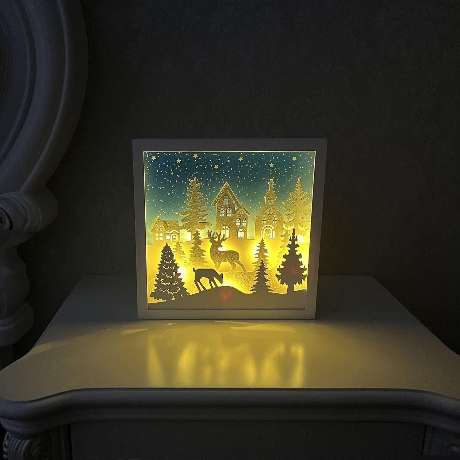 Decoración de mesa navideña LED Supergorea 27.9 cm madera